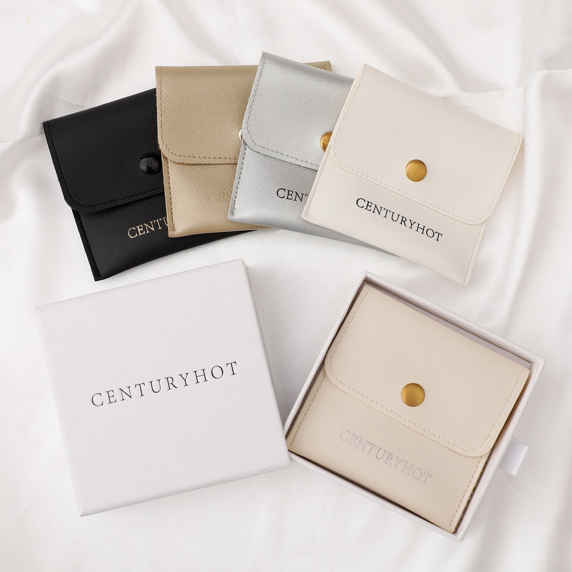 Customizable Logo Jewelry Box Set: Faux Leather Bag & Drawer Carton-2