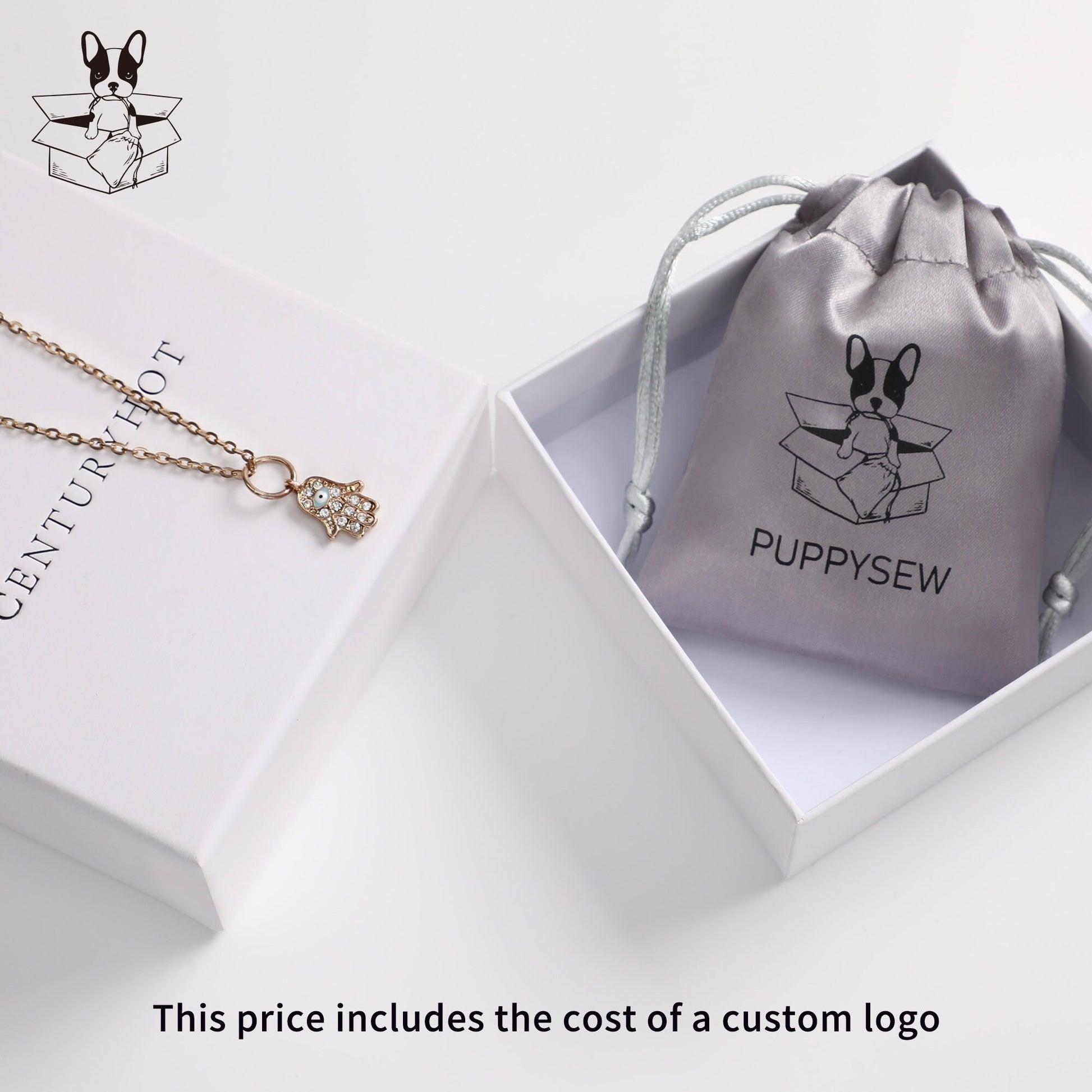 Custom Grey Satin Drawstring Pouch, Personalized Logo Jewelry Packaging-4