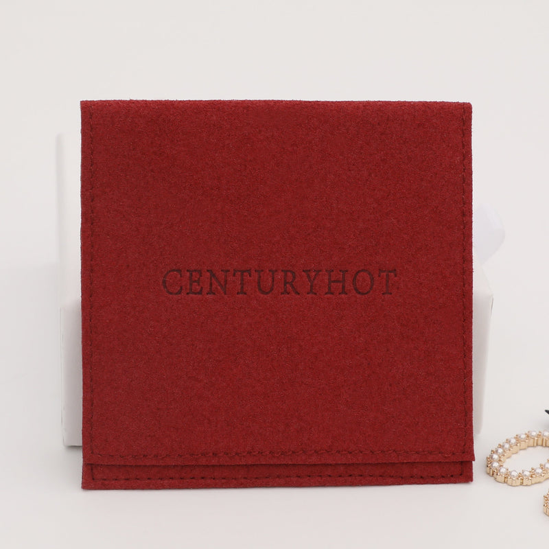 Personalized Red Microfiber Jewelry Bags, Custom Logo Embossed-zoom-