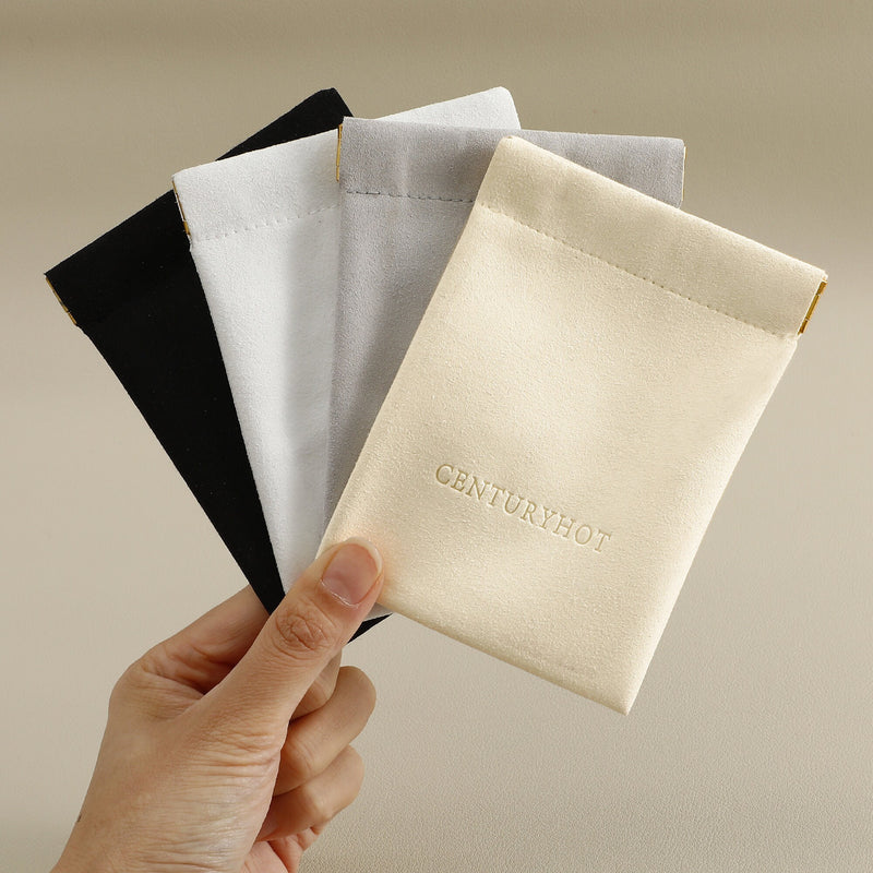 Custom Logo Microfiber Jewelry Bag, 8x8cm Snap Closure, 50pcs-zoom-
