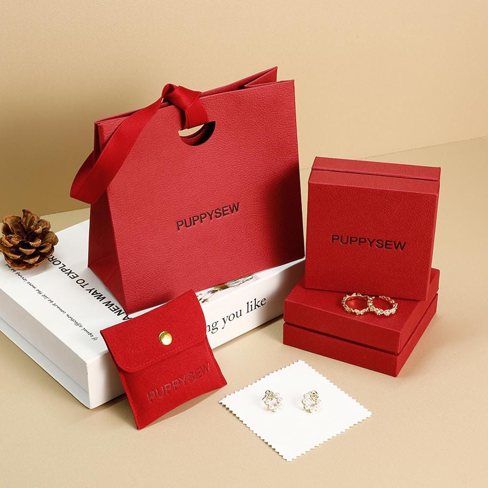 Custom Logo Jewelry Packaging Set: Paper Bags, Boxes, Microfiber Cloth-1