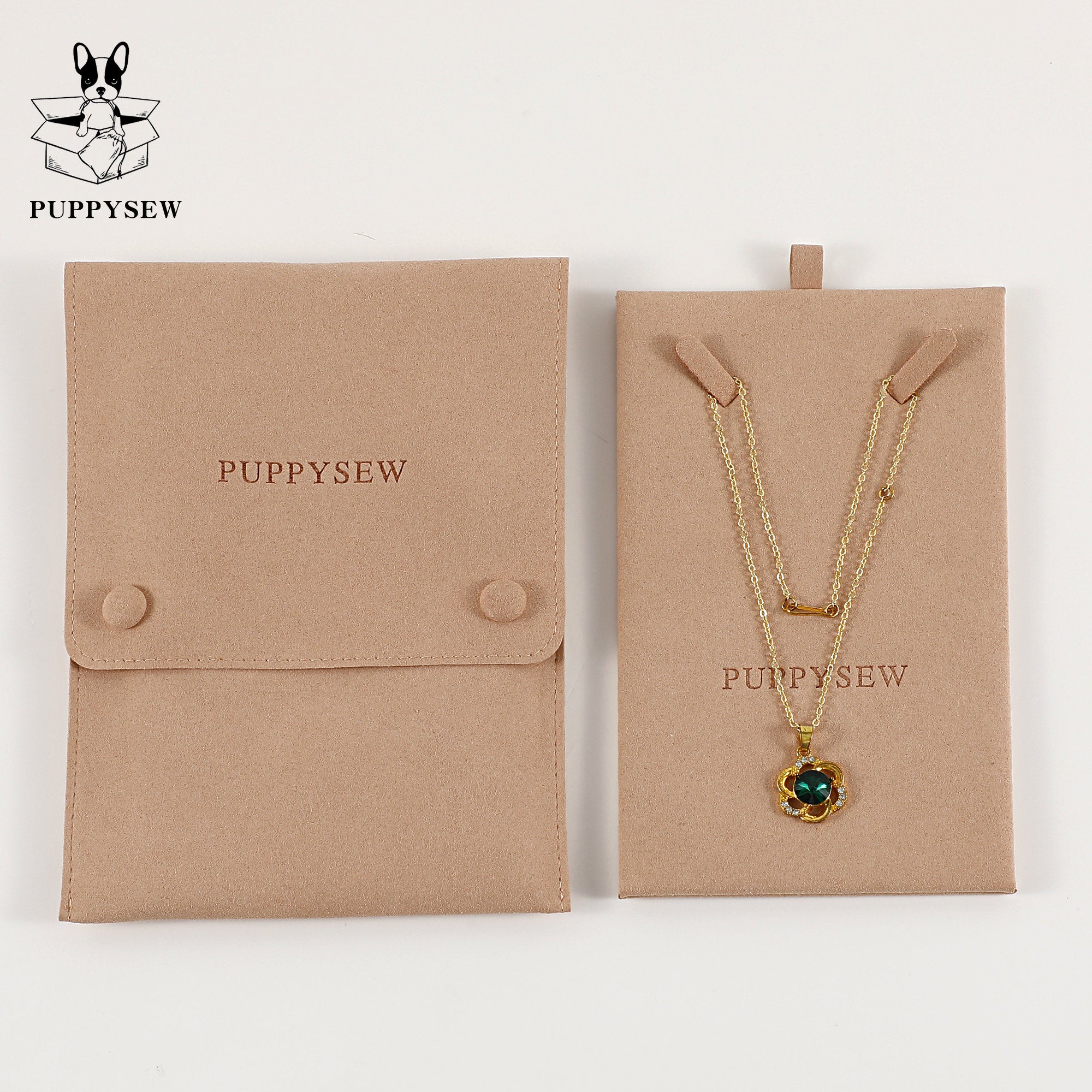 Microfiber Necklace Gift Bag with Snap & Clip, Personalized Jewelry Packaging-zoom-9
