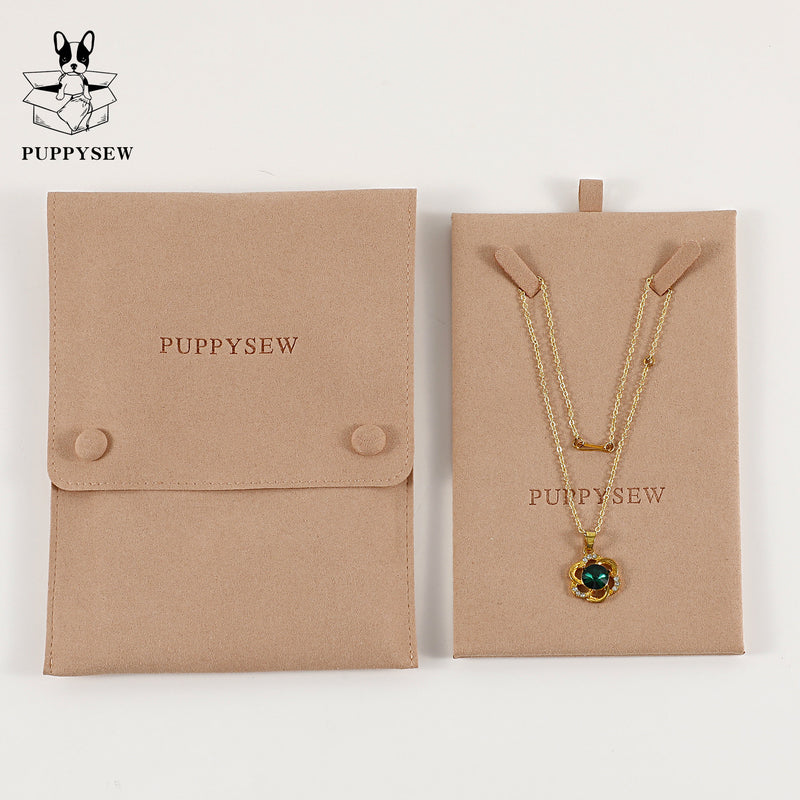 Microfiber Necklace Gift Bag with Snap & Clip, Personalized Jewelry Packaging-zoom-