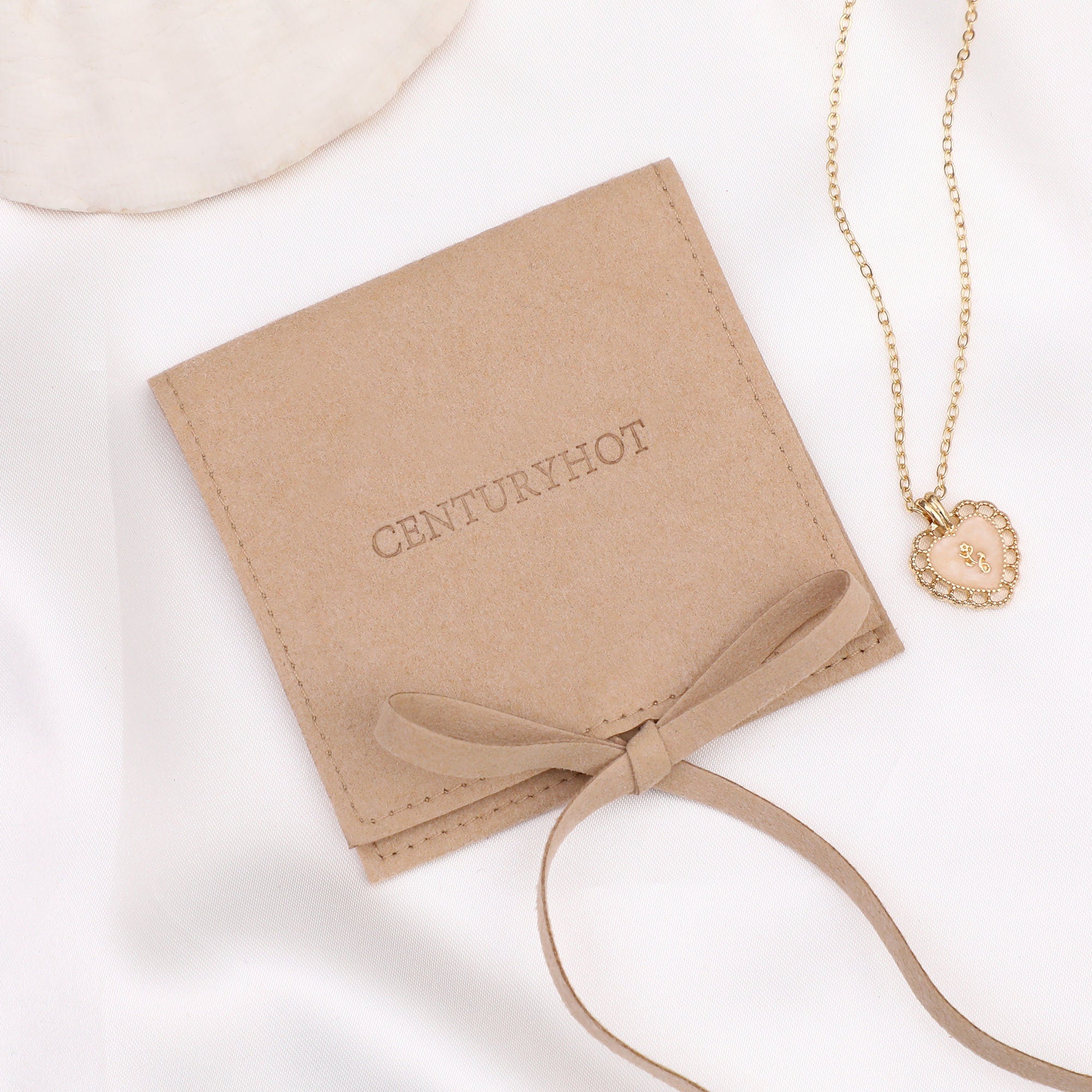 Custom Logo Microfiber Jewelry Bag, Sand Color Envelope Pouch