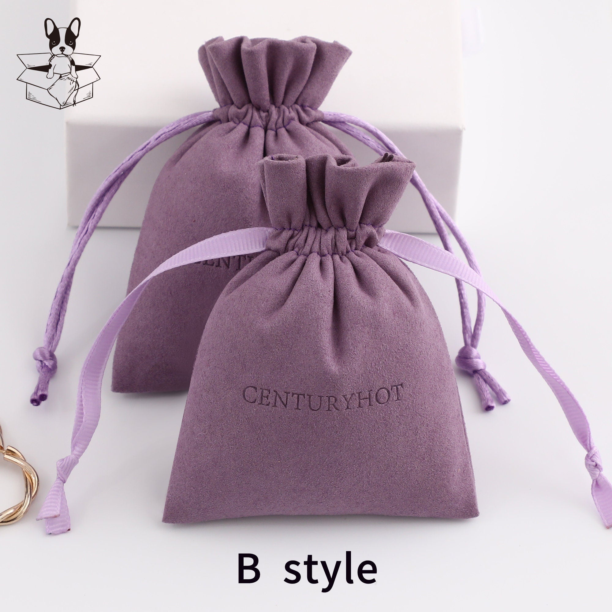 Personalized Purple Microfiber Drawstring Bag, Custom Logo Jewelry Packaging-zoom-7