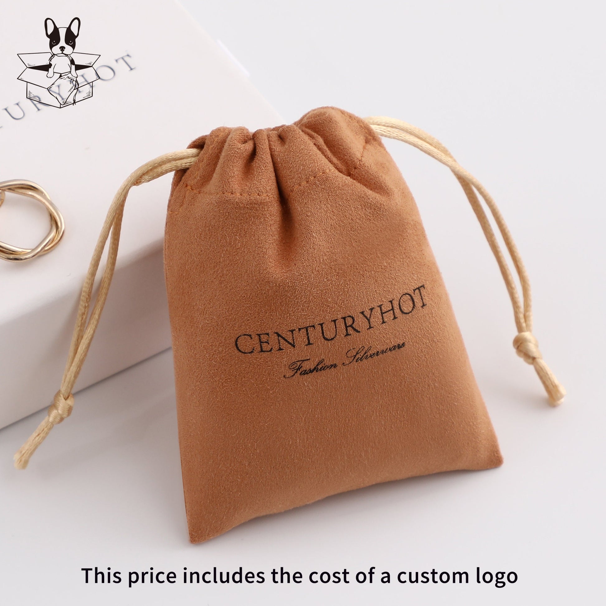 Personalized Suede Drawstring Bag: Custom Logo Jewelry Pouch-5