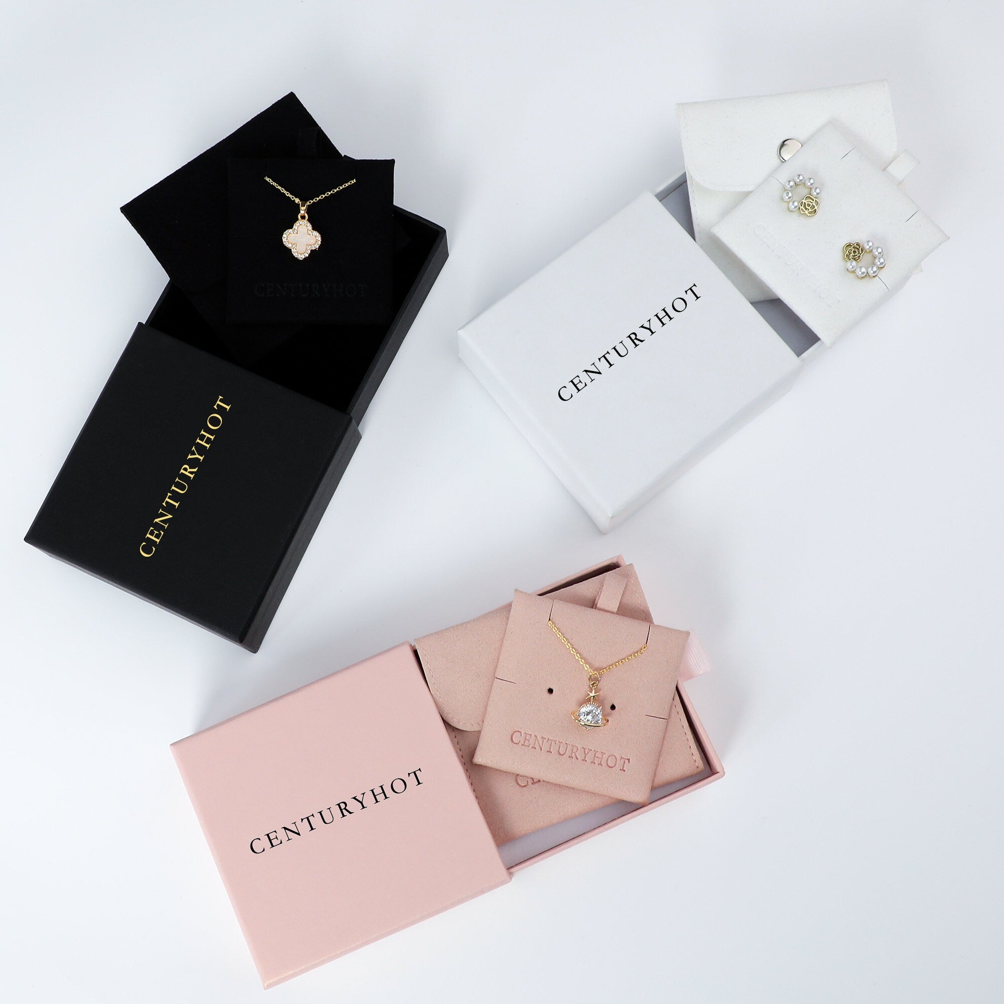 Custom Logo Jewelry Box with Bag & Necklace Clip-zoom-10