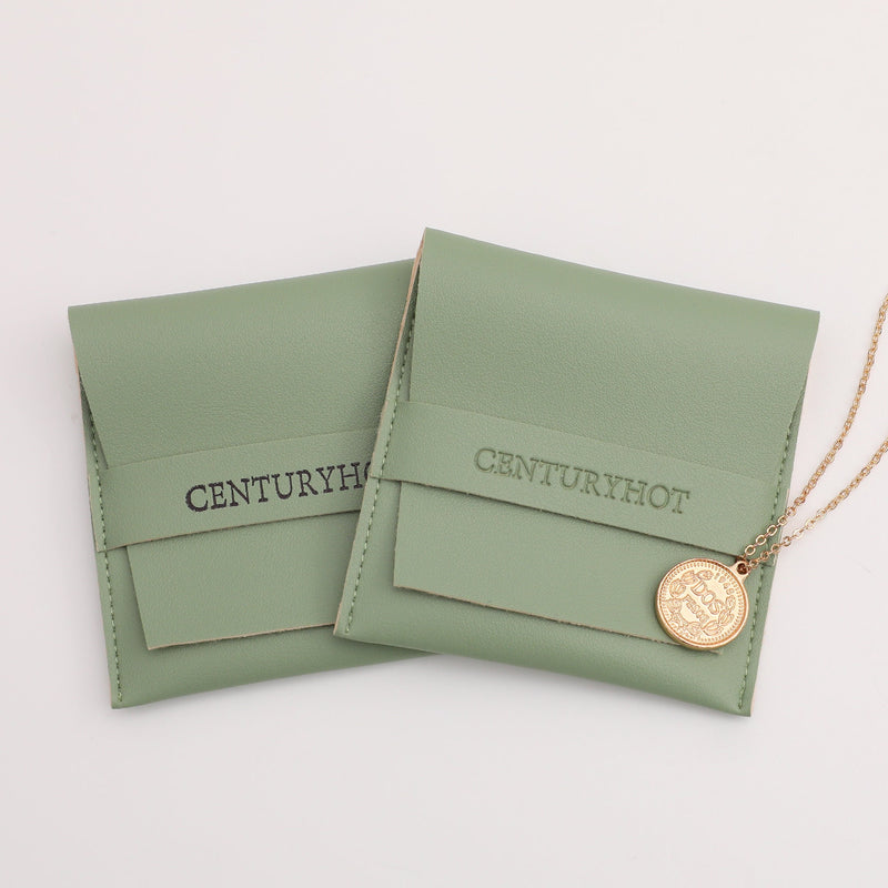 50pc Green PU Leather Jewelry Pouch, Custom Logo-zoom-