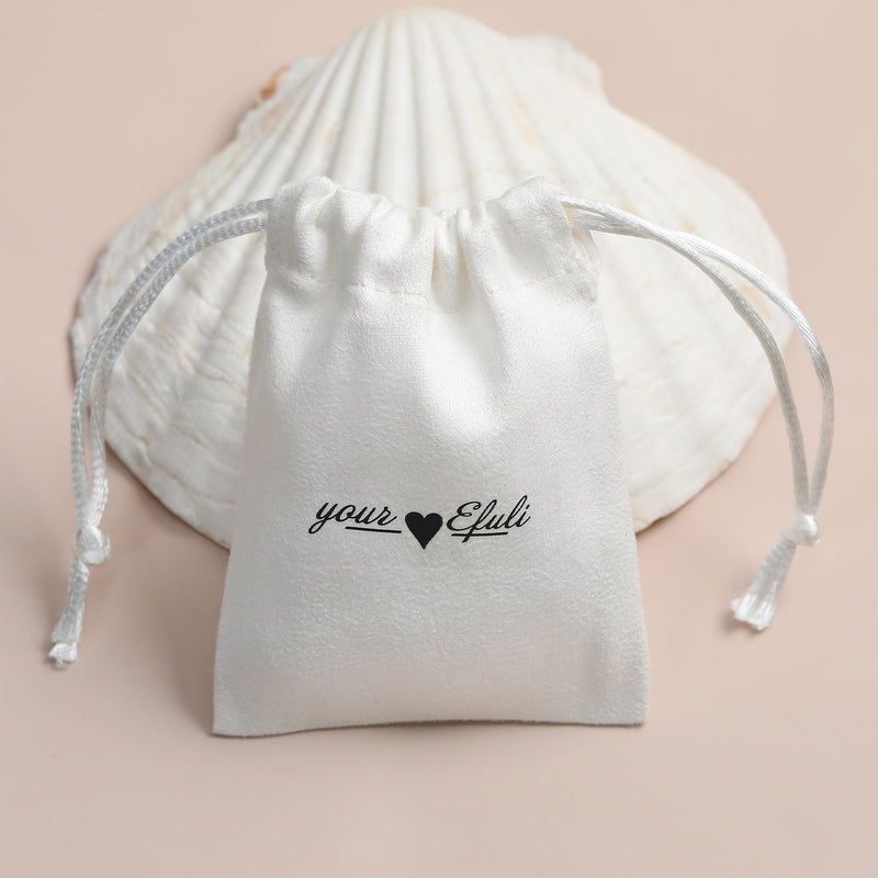 Custom Logo White Drawstring Suede Bag, Jewelry Packaging-zoom-