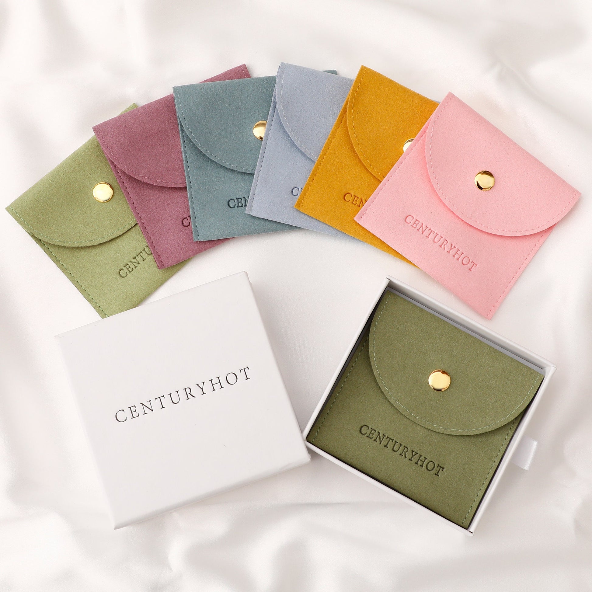 Custom Microfiber Jewelry Pouch with Button, Personalized Logo (50pcs)-1
