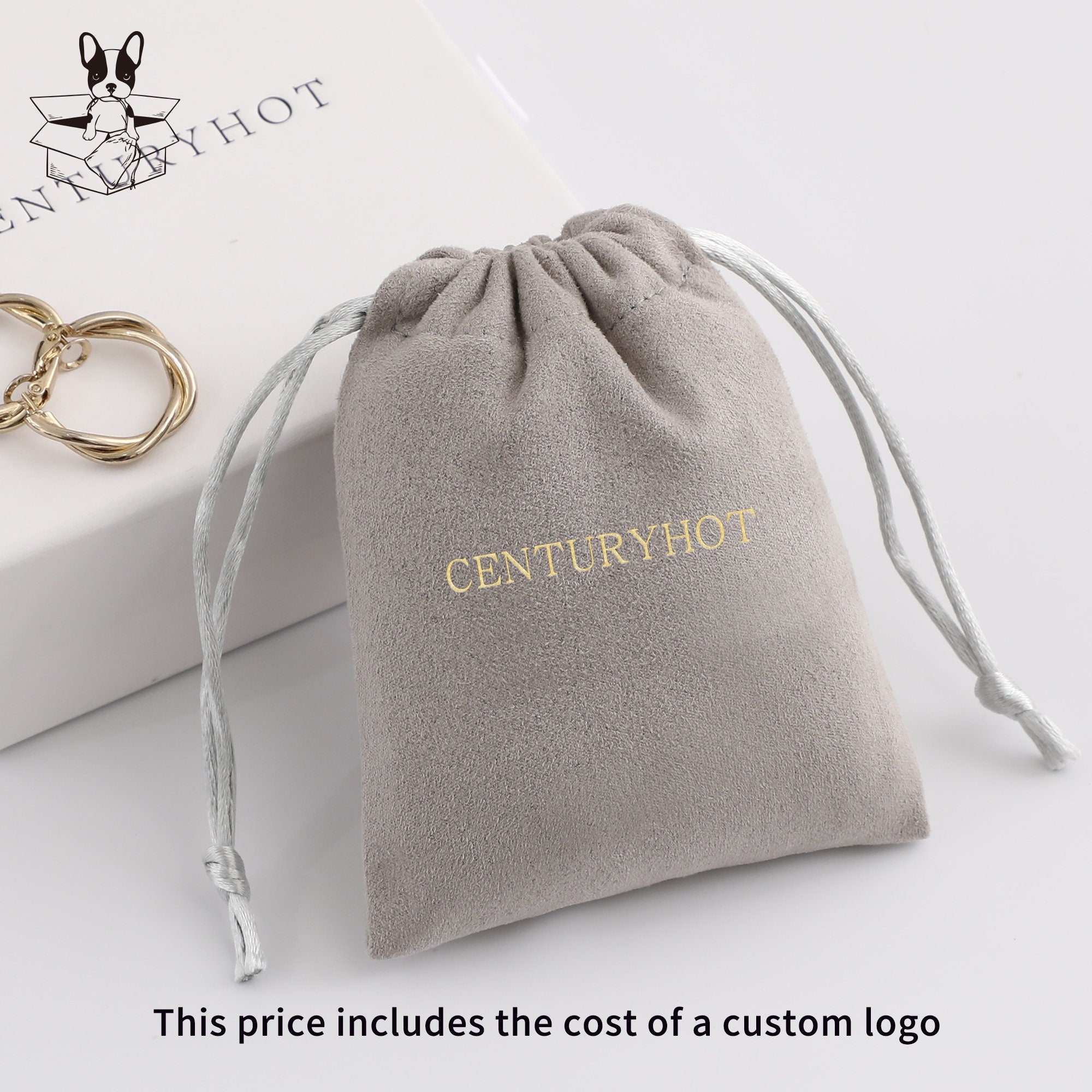 Personalized Suede Drawstring Bag: Custom Logo Jewelry Pouch-zoom-1