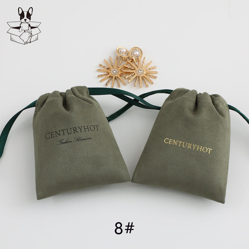 Personalized Logo Suede Drawstring Bag - Custom Jewelry Pouch-zoom-