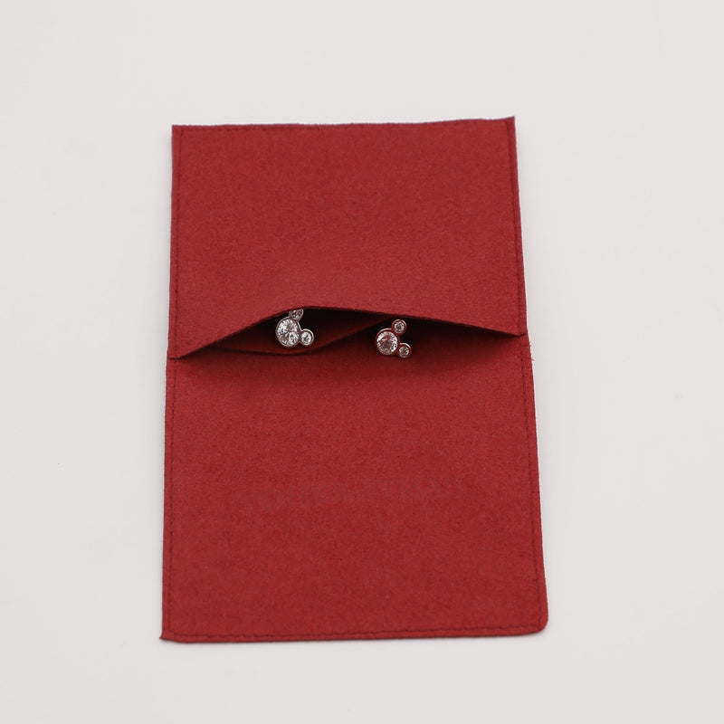 Personalized Red Microfiber Jewelry Bags, Custom Logo Embossed-zoom-