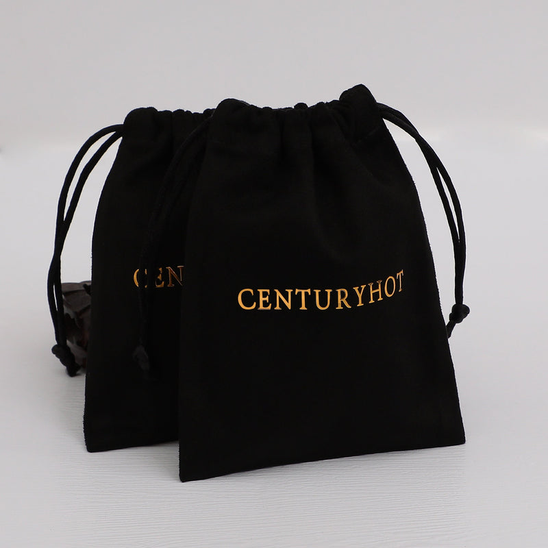 Custom Logo Black Flannel Drawstring Bags - Chic Jewelry Packaging-zoom-