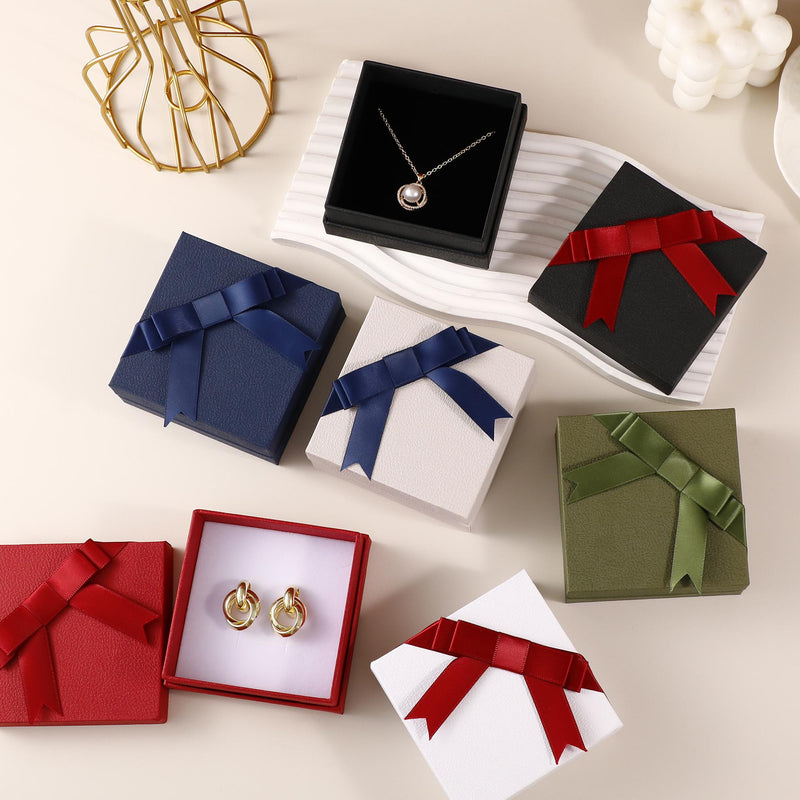 Bow Jewelry Box, Exquisite Ring Earring Necklace Box (9x9x4cm)-zoom-