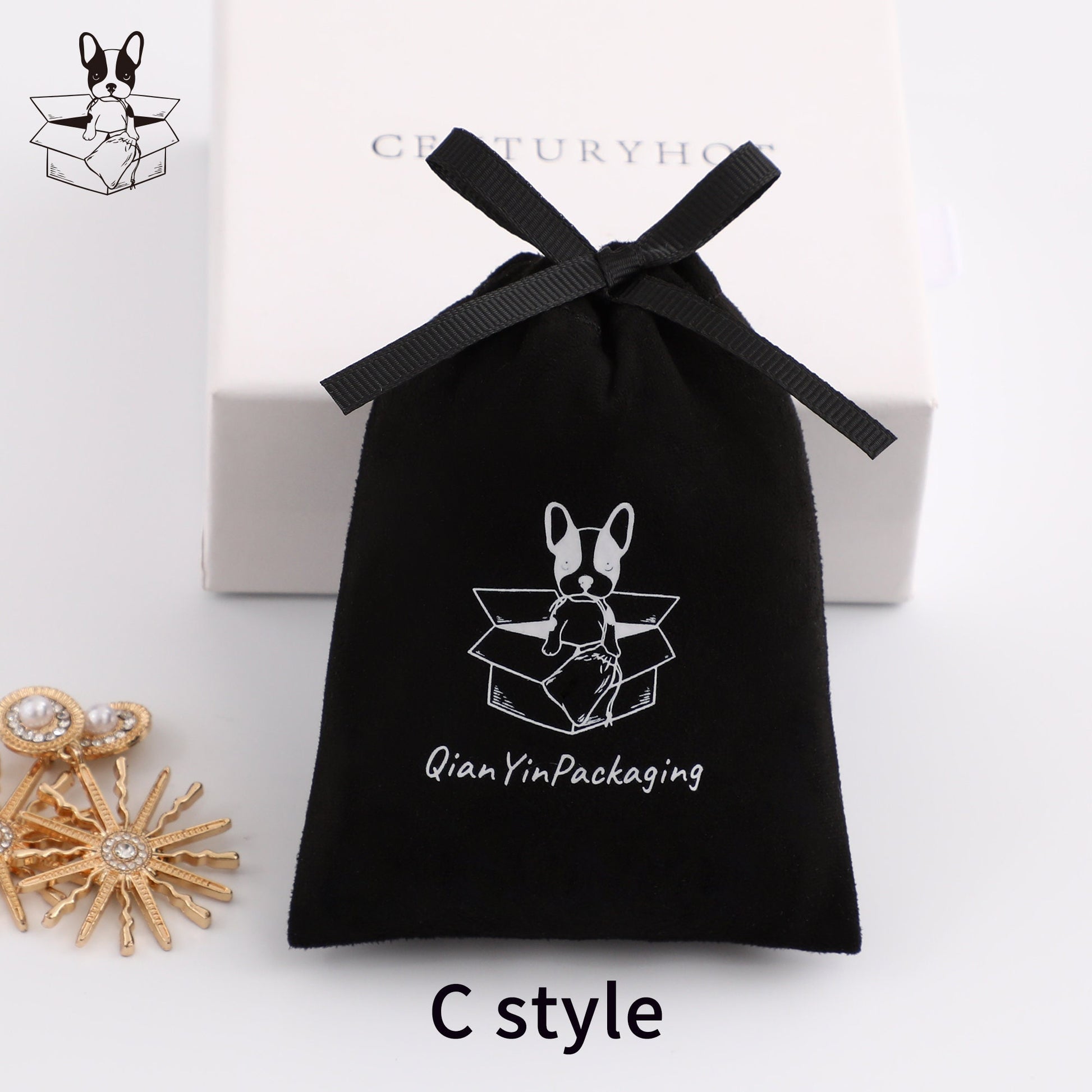 Personalized Flannel Drawstring Bag, Custom Logo Jewelry Pouch-6