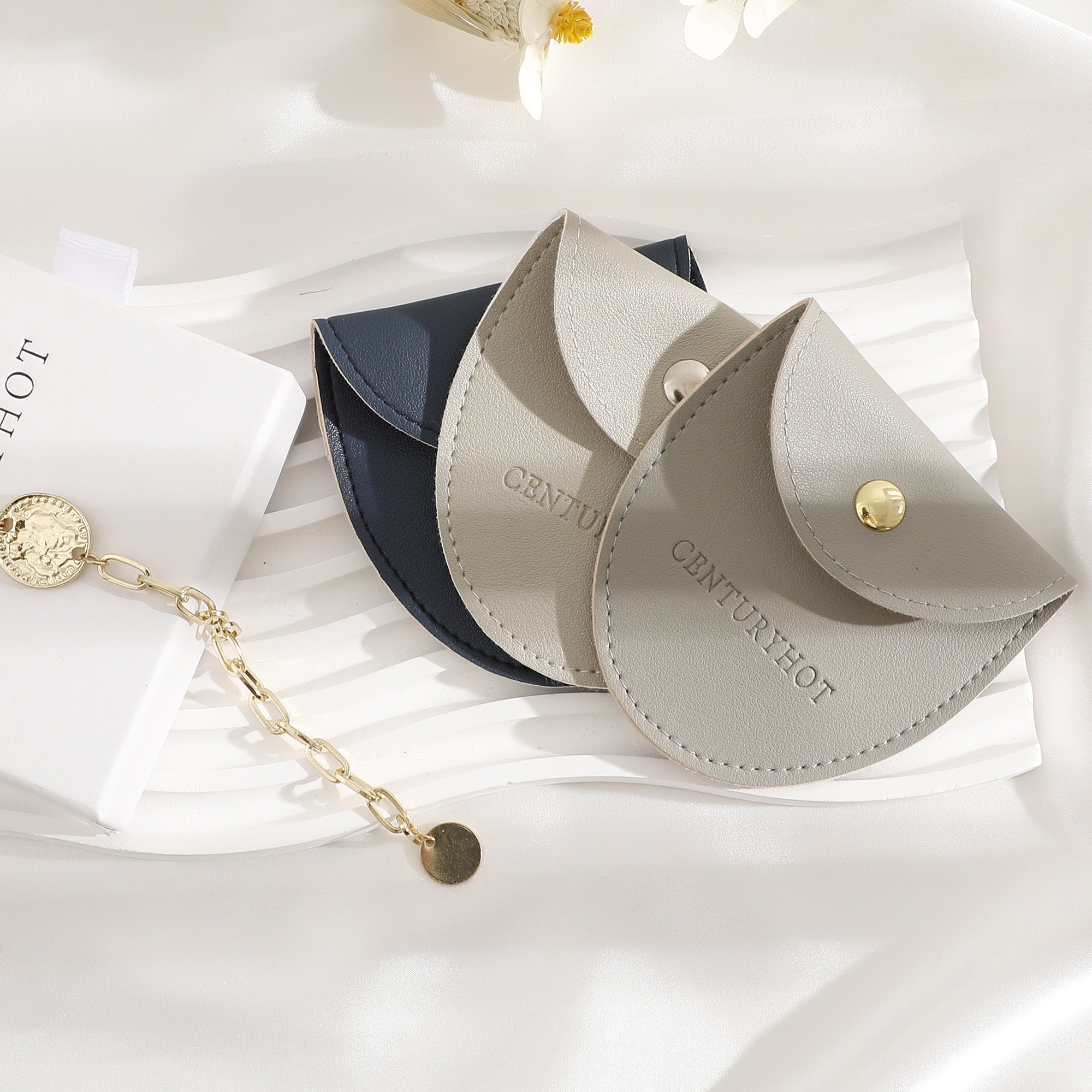 Custom Logo Faux Leather Jewelry Bags, Embossed Envelope Pouch