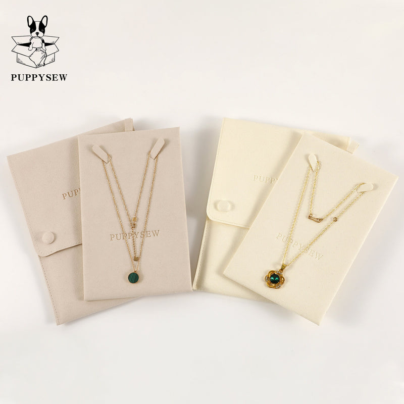 Microfiber Necklace Gift Bag with Snap & Clip, Personalized Jewelry Packaging-zoom-