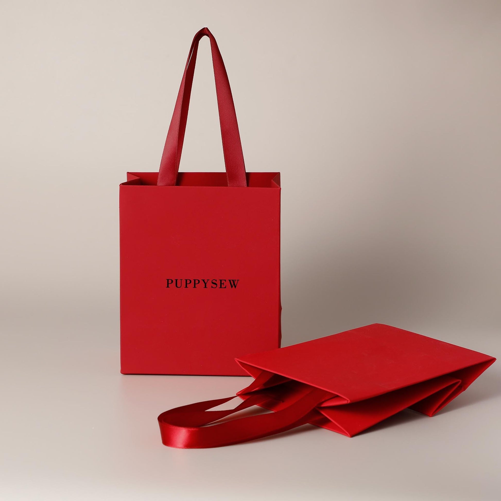 Custom Logo Red Paper Gift Bags | Matte Finish, Satin Handles, Retail Packaging-9