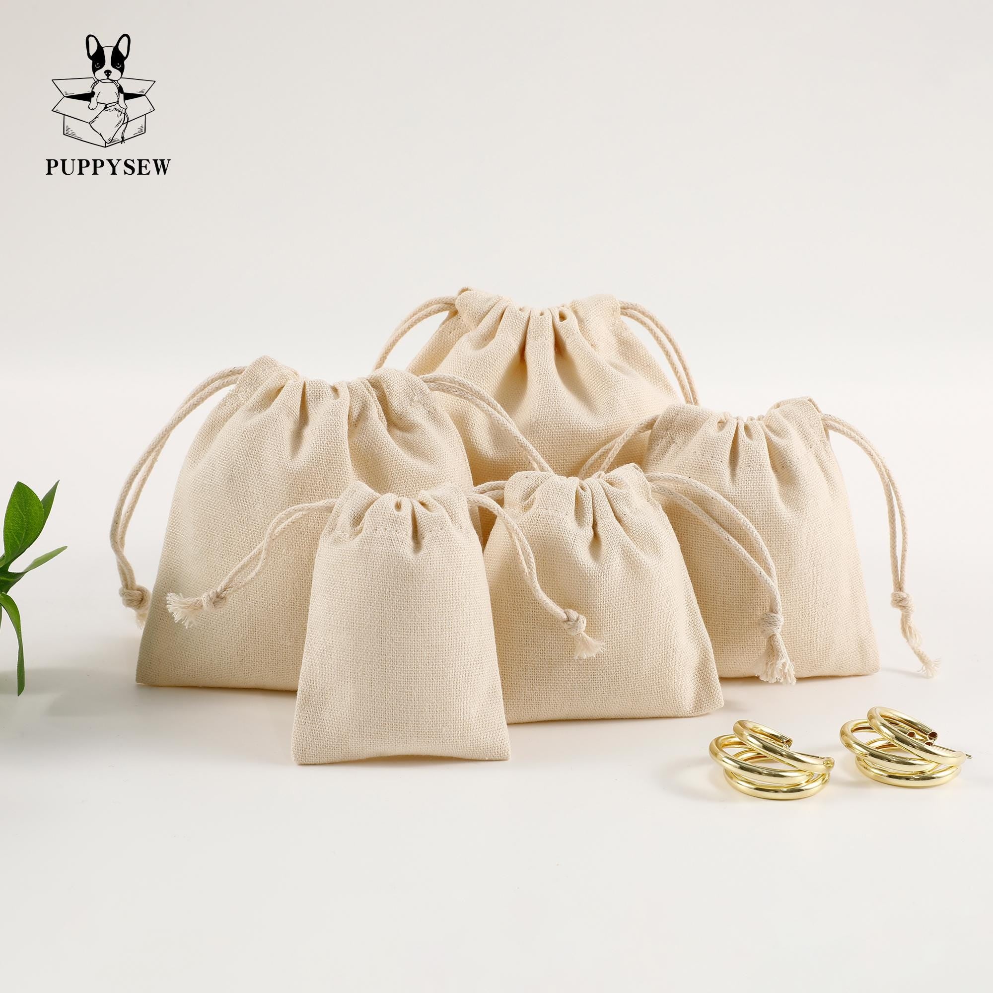 100 Custom Cotton Canvas Drawstring Bags: Logo Jewelry Packaging