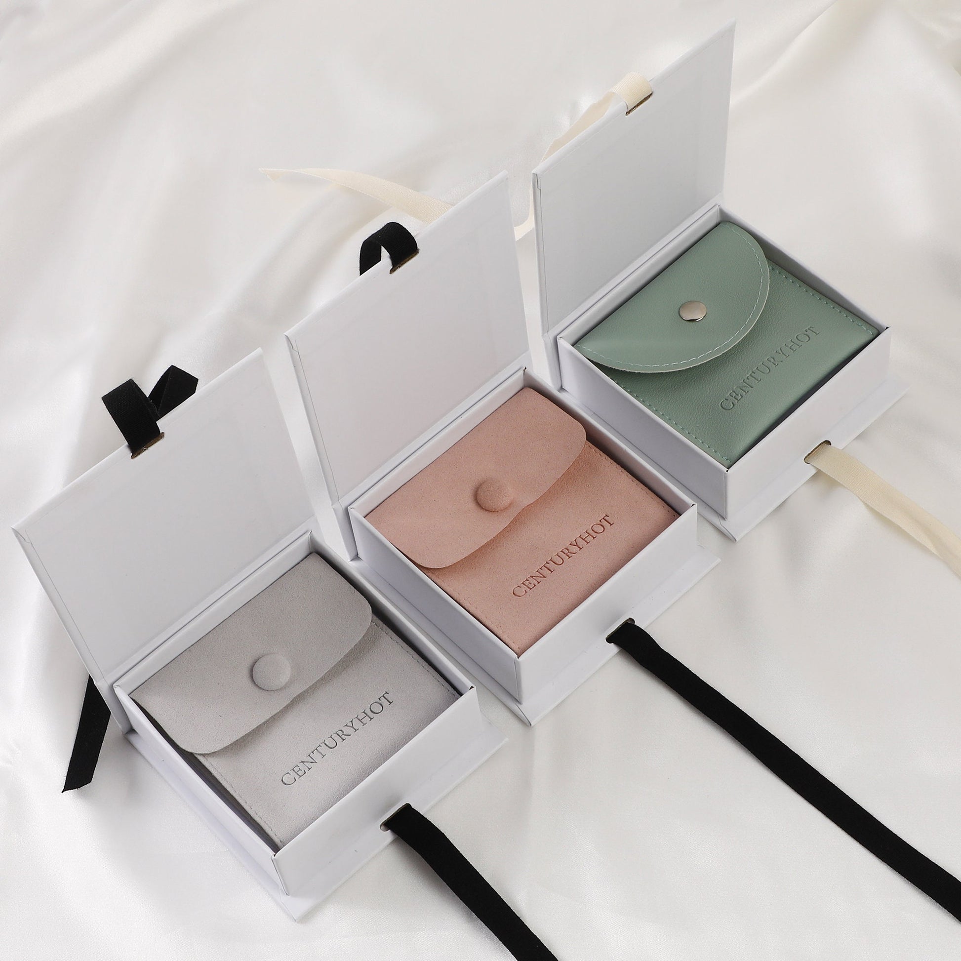 50 White Ribbon Gift Boxes: Custom Logo Jewelry Packaging-8