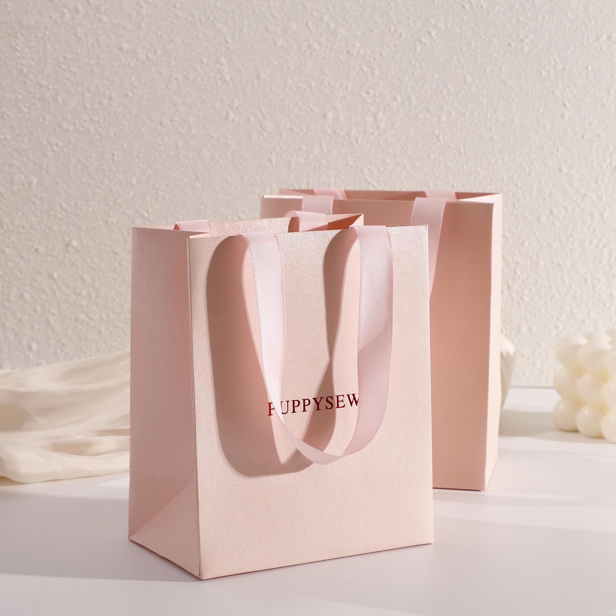 Customizable Pink Paper Gift Bag, Jewelry Packaging, Logo Options-zoom-7