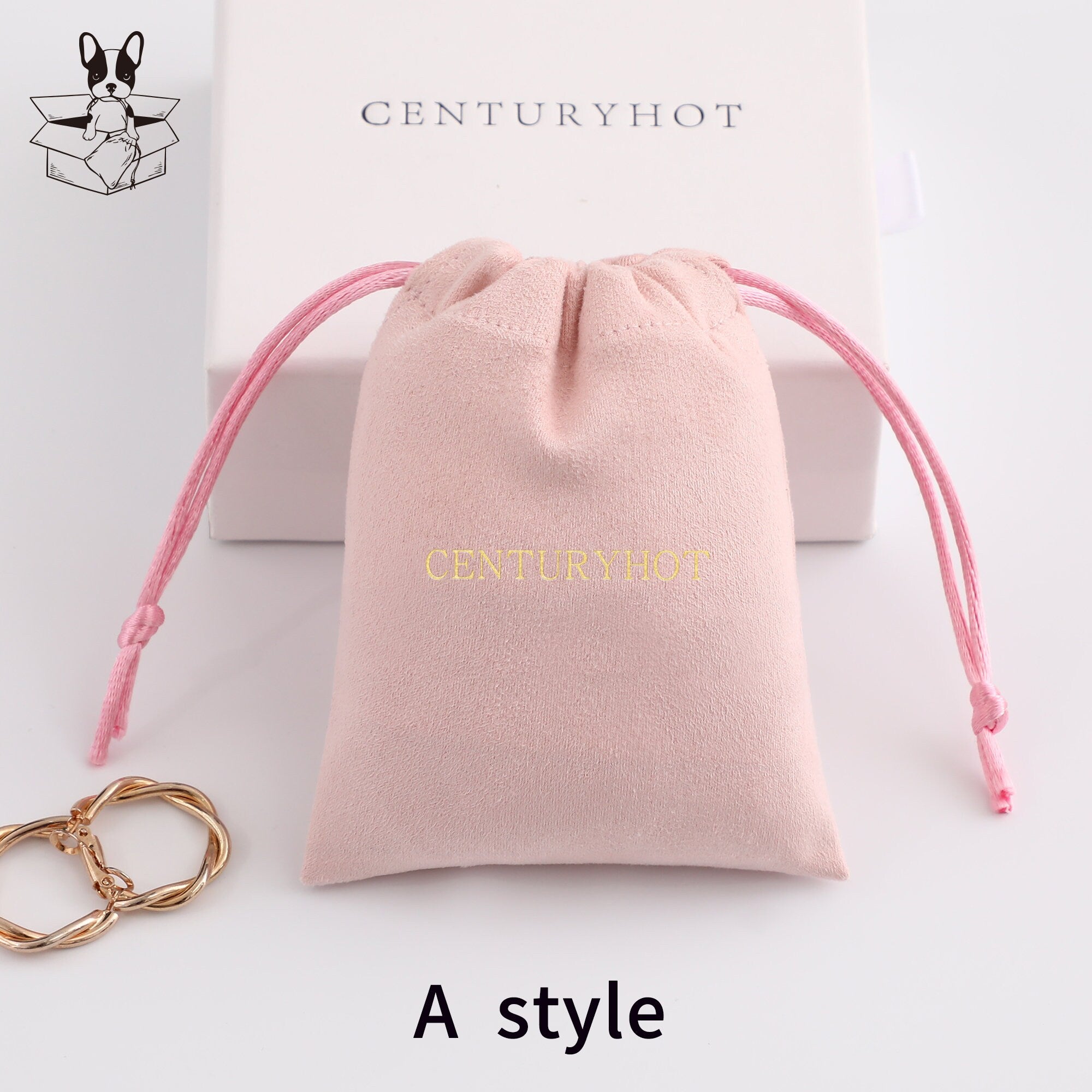 Personalized Suede Drawstring Bag with Logo, Jewelry Pouch