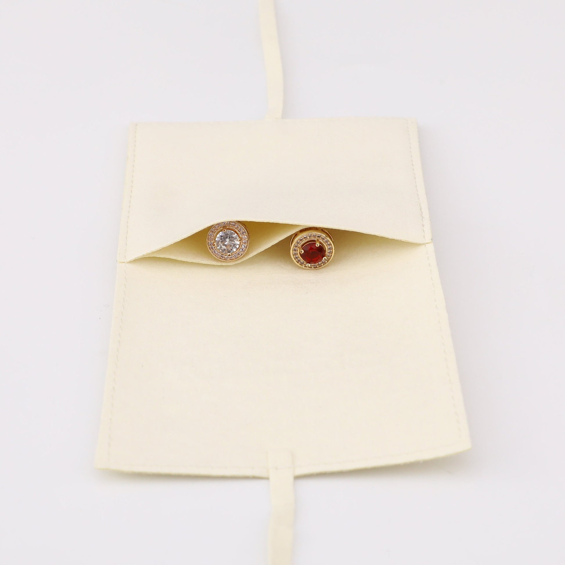 50 Beige Microfiber Jewelry Bag, Personalized Logo Envelope Pouch-8