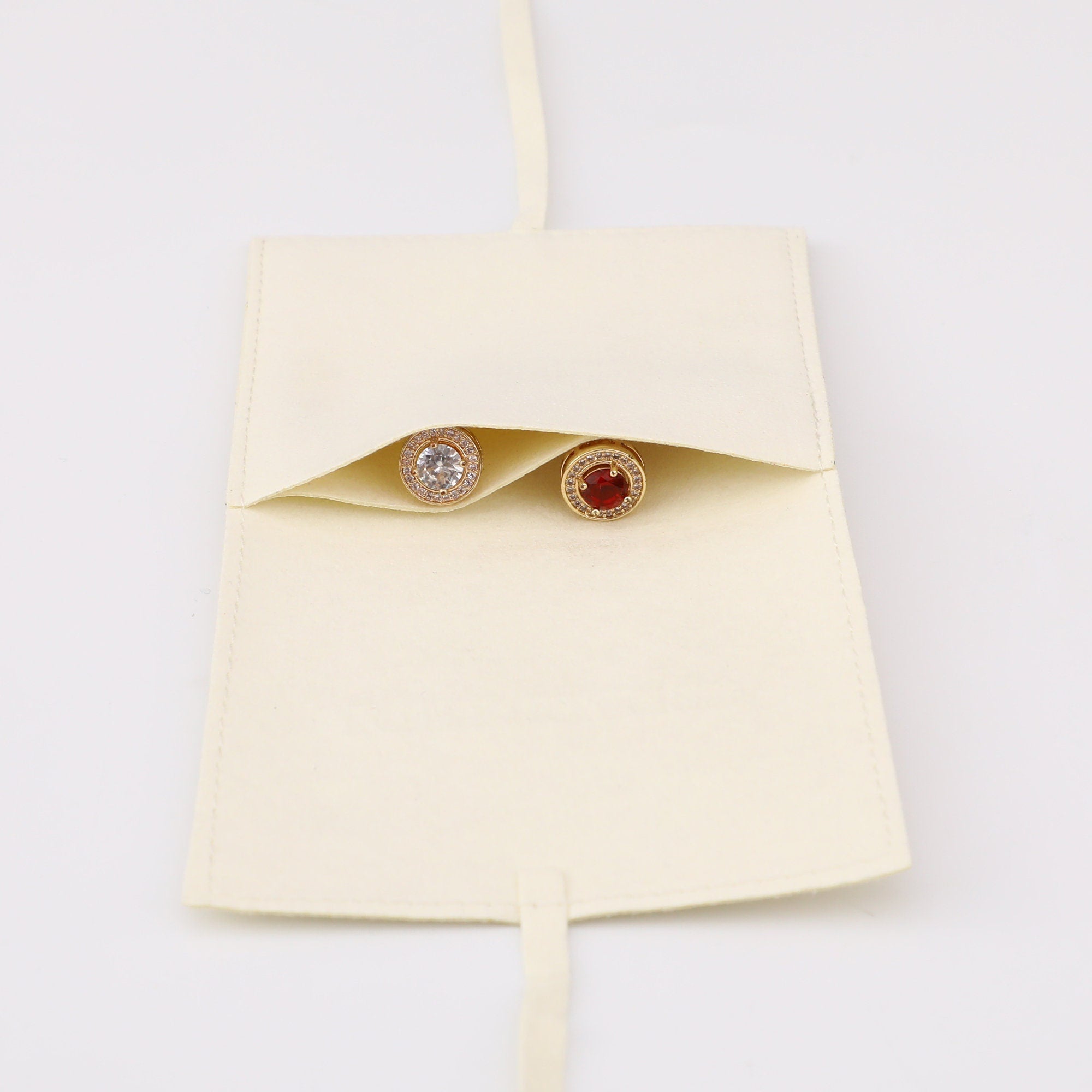 50 Beige Microfiber Jewelry Bag, Personalized Logo Envelope Pouch-zoom-8
