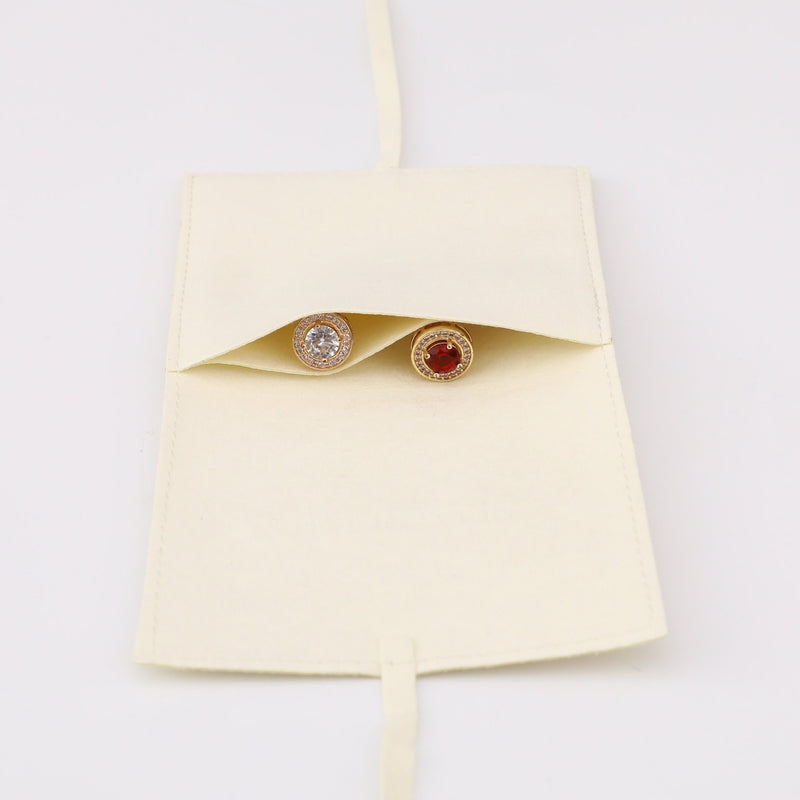 50 Beige Microfiber Jewelry Bag, Personalized Logo Envelope Pouch-zoom-