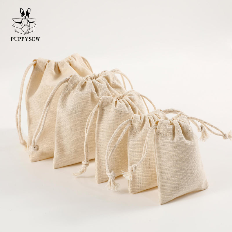 100 Custom Cotton Canvas Drawstring Bags: Logo Jewelry Packaging-zoom-