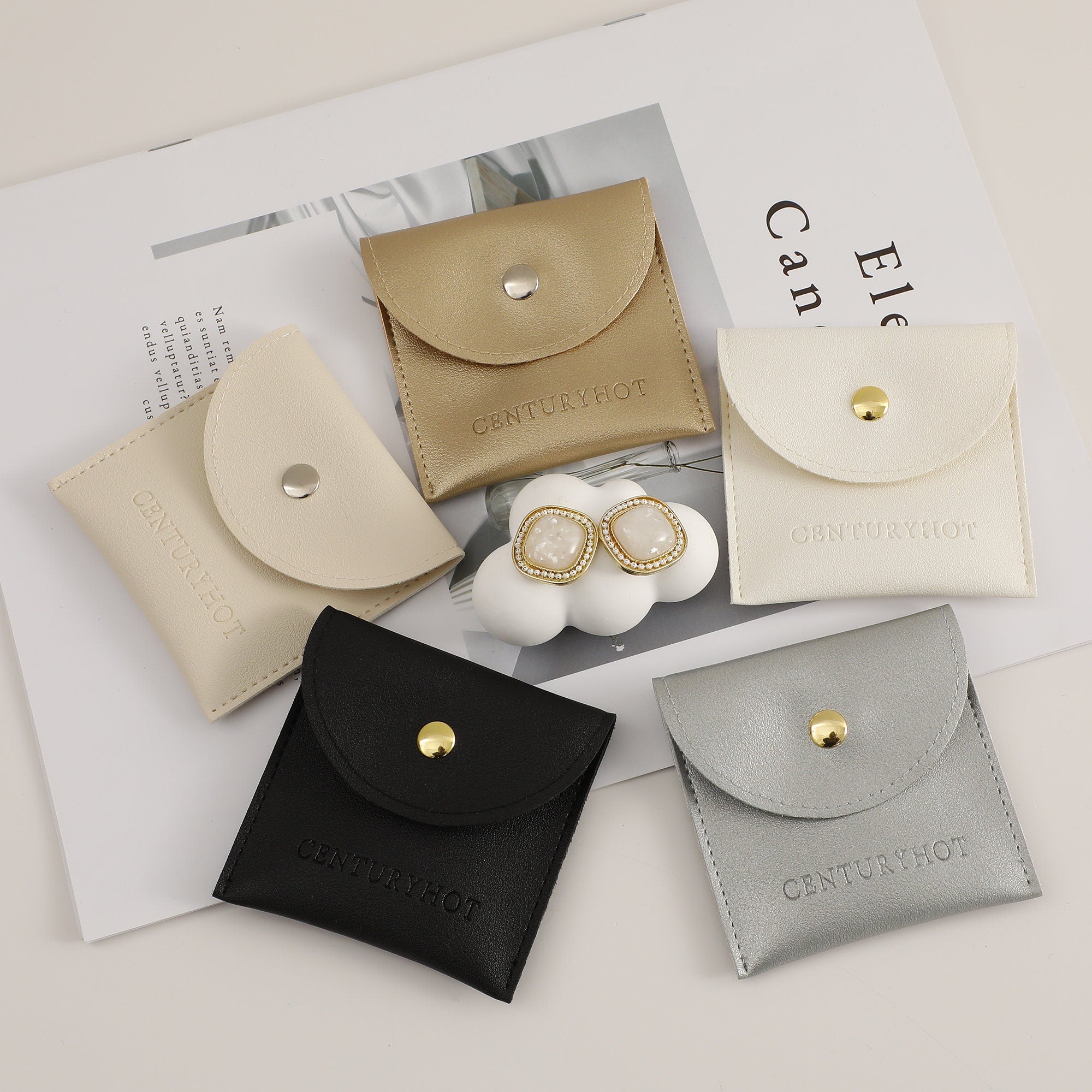 Custom Logo Faux Leather Pouch, Personalized Jewelry Ring Pouch-zoom-4