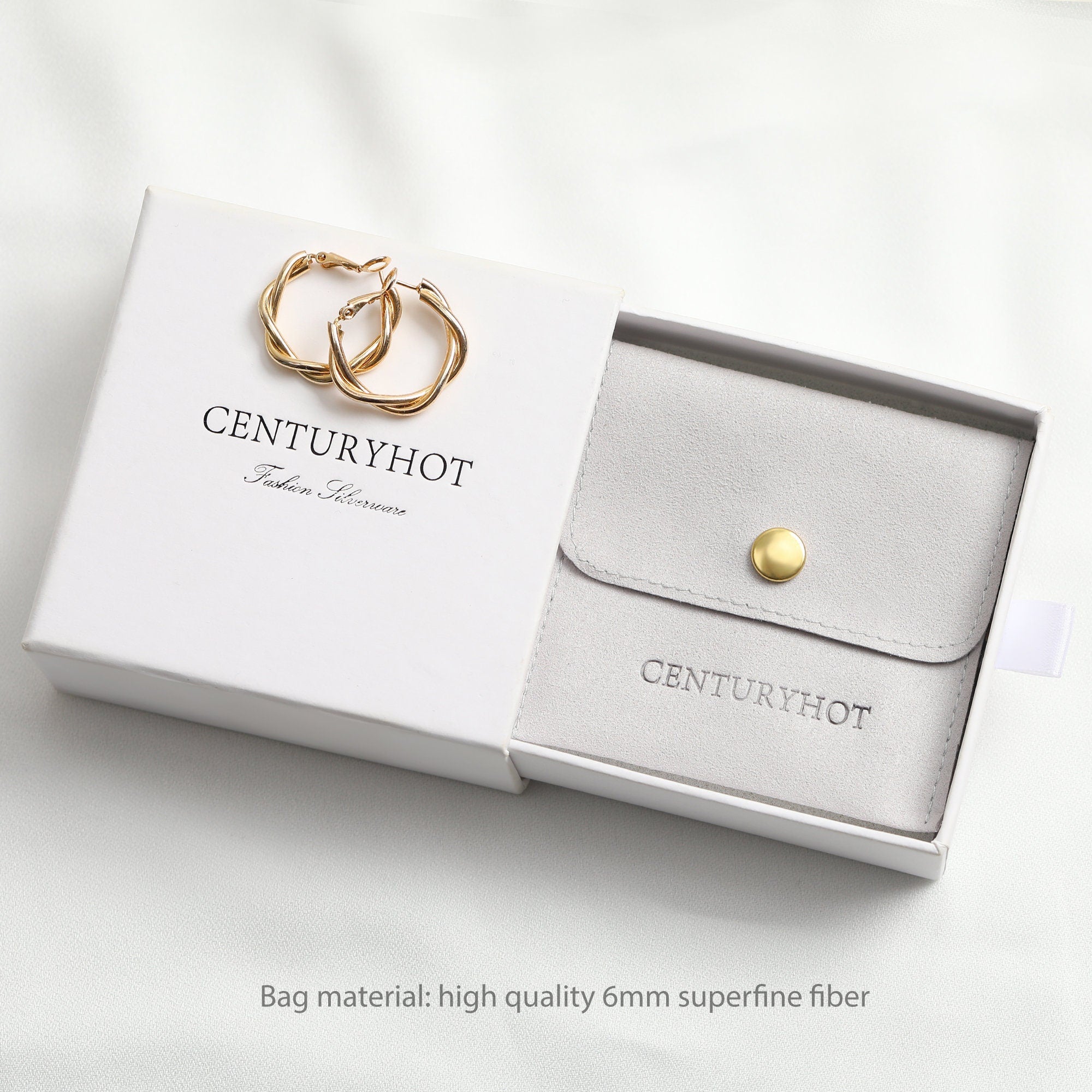 Personalized Jewelry Box Set: Microfiber Bag & Cardboard Drawer