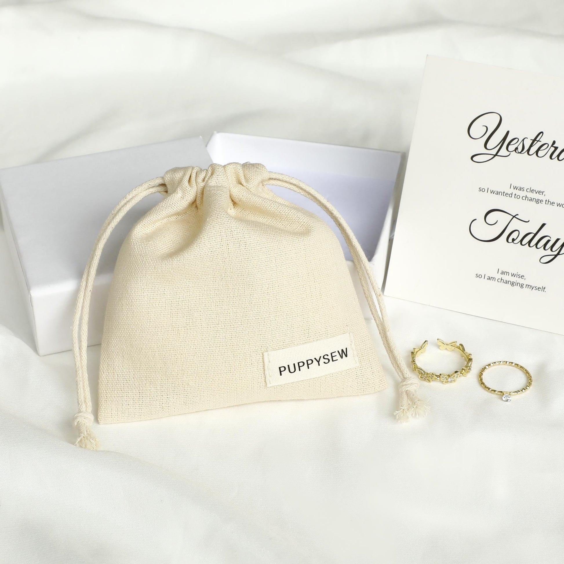 Customizable Cotton Canvas Drawstring Bag: Logo Jewelry Packaging-5