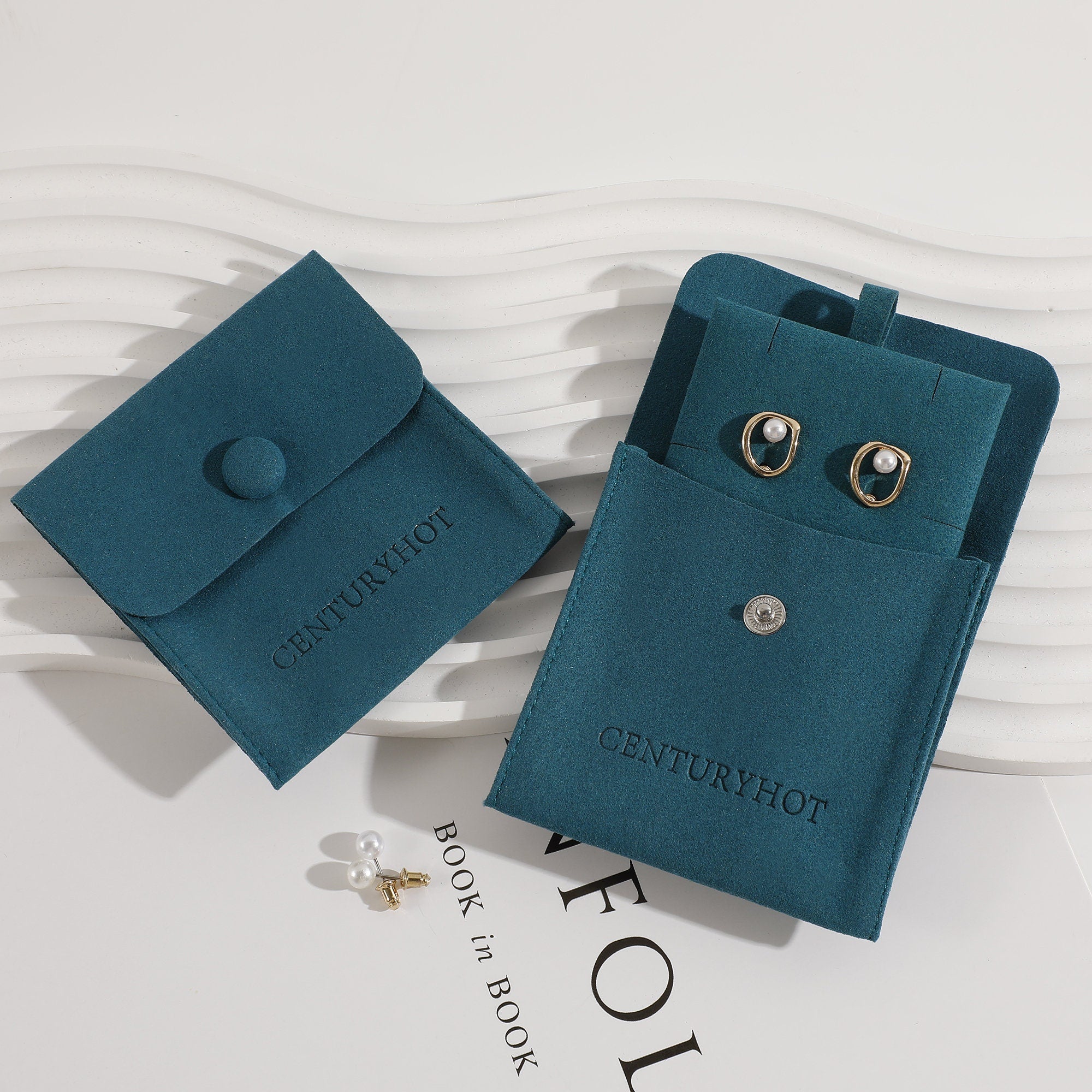50 Jewelry Bag Pouch with Button Logo Custom Printed Card Earrings Necklace Packaging Bag-zoom-8