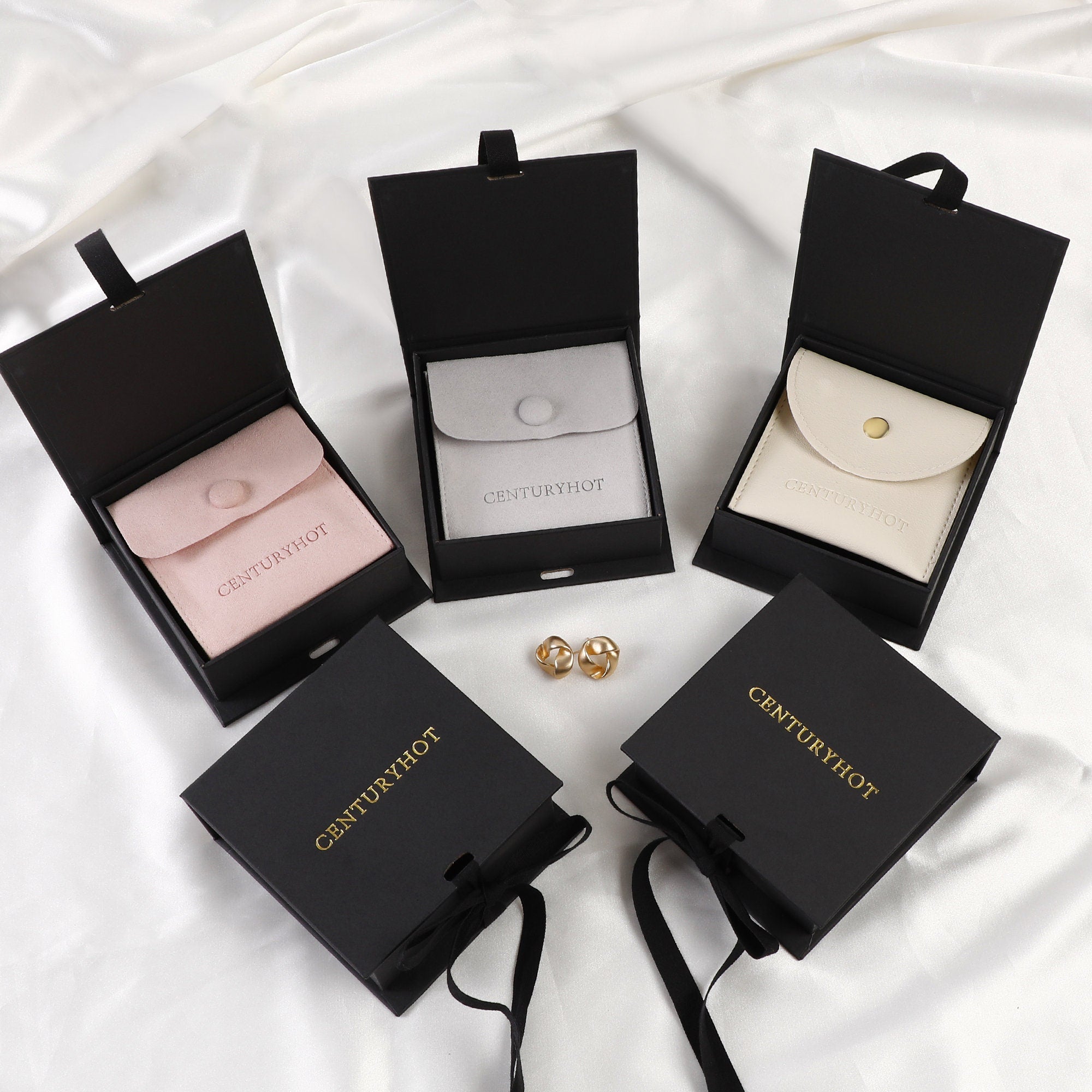 Customizable Black Ribbon Gift Box: Necklace, Jewelry Packaging-zoom-2