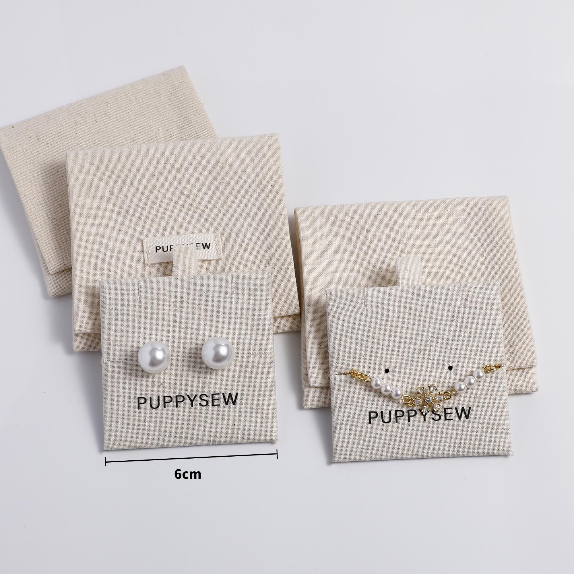 50 Unbleached Cotton Jewelry Pouches, Customizable Logo-zoom-8