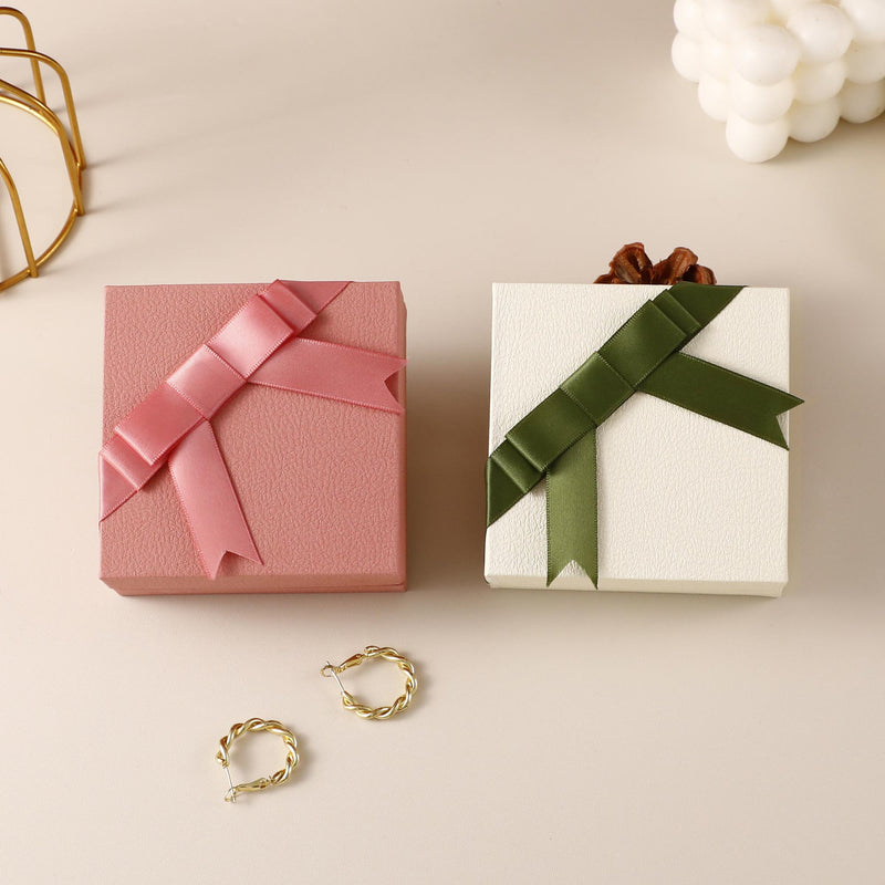 Bow Jewelry Box, Exquisite Ring Earring Necklace Box (9x9x4cm)-zoom-