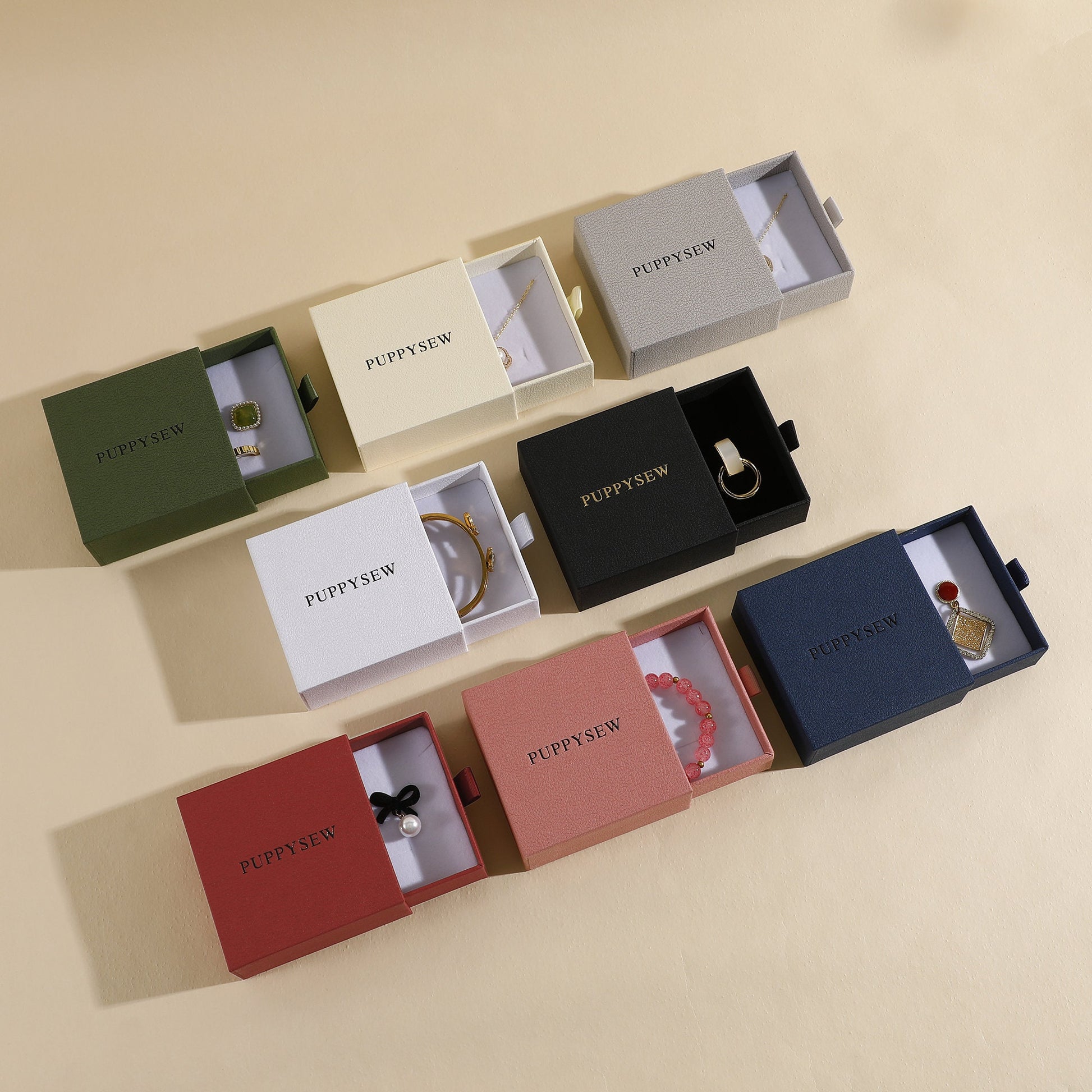 Exquisite Drawer Jewelry Box (9x9x3.5cm) - Personalized Logo Available-1