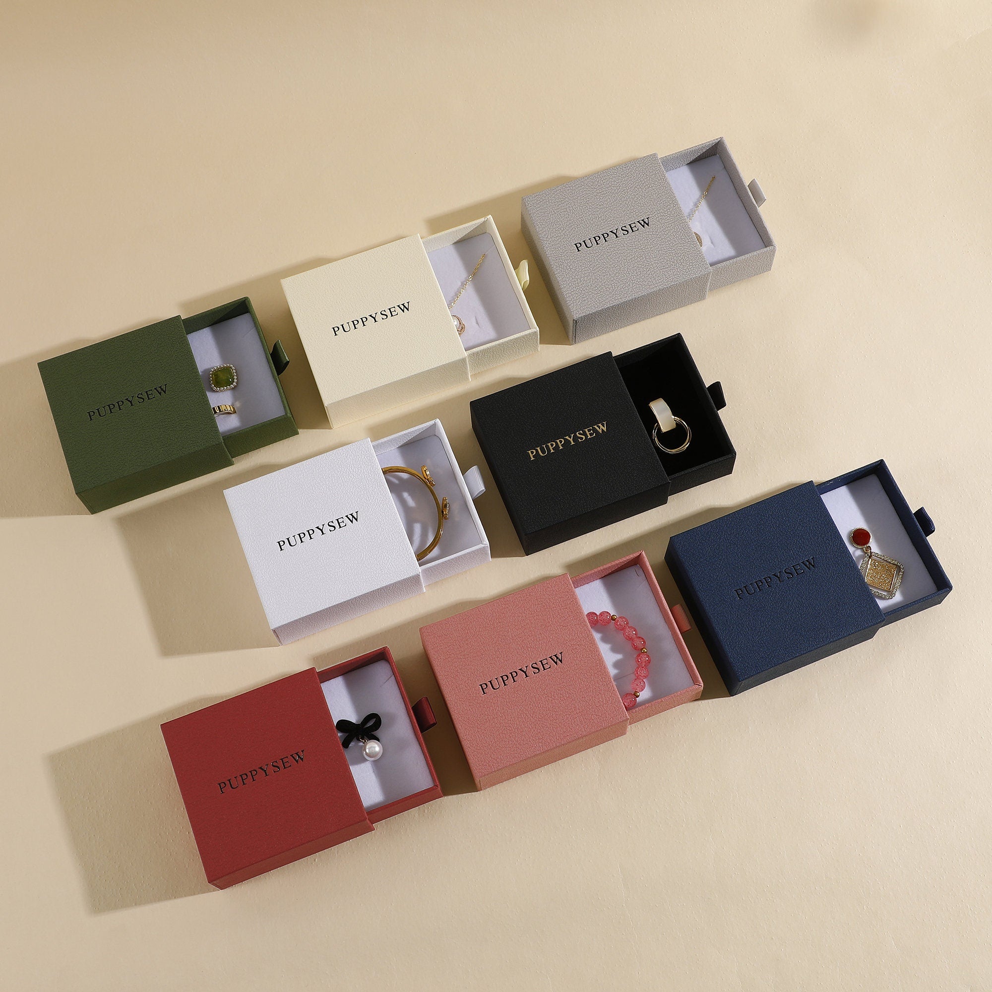 Exquisite Drawer Jewelry Box (9x9x3.5cm) - Personalized Logo Available-zoom-1