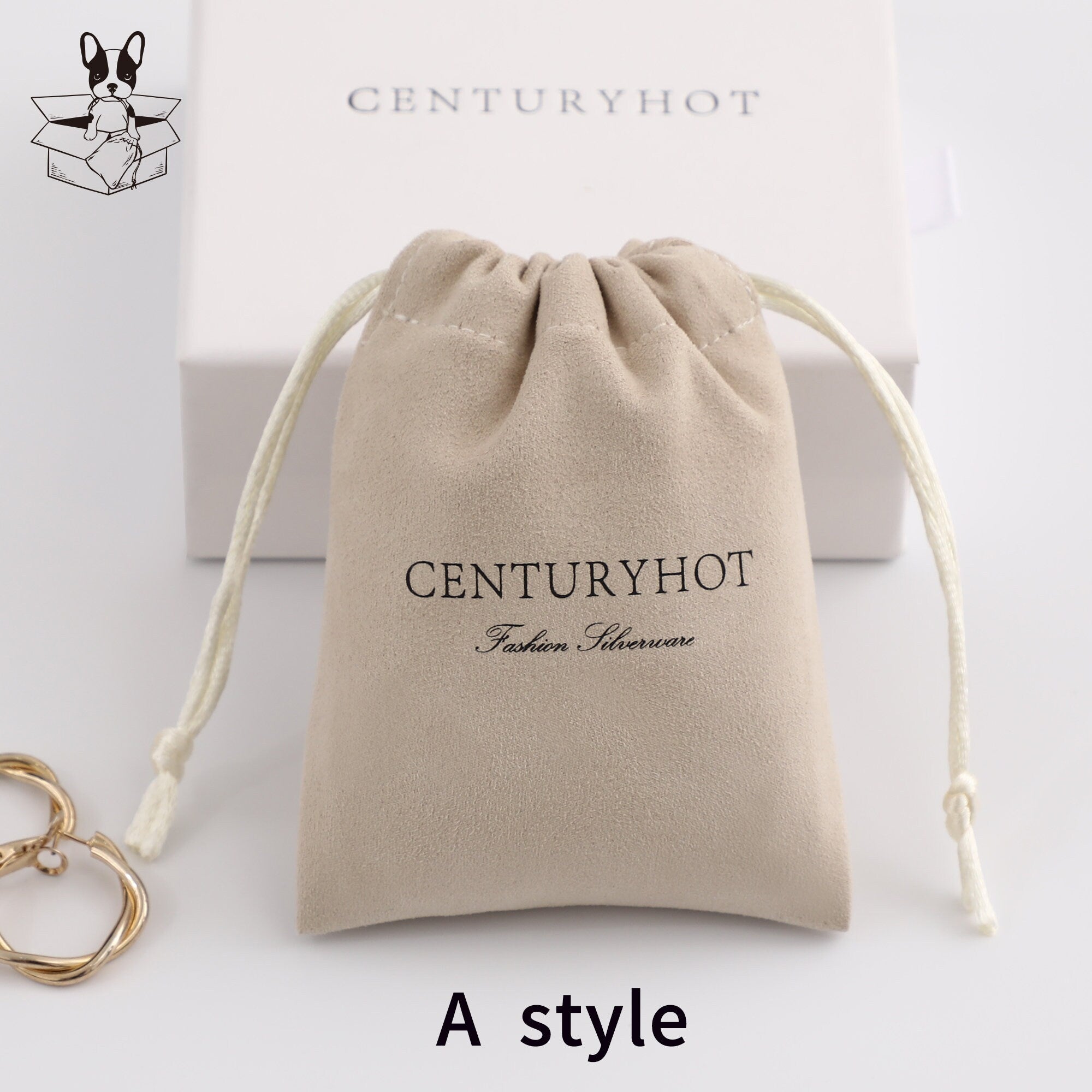 Custom Logo Flannel Drawstring Bag, Personalized Jewelry Pouch-zoom-5