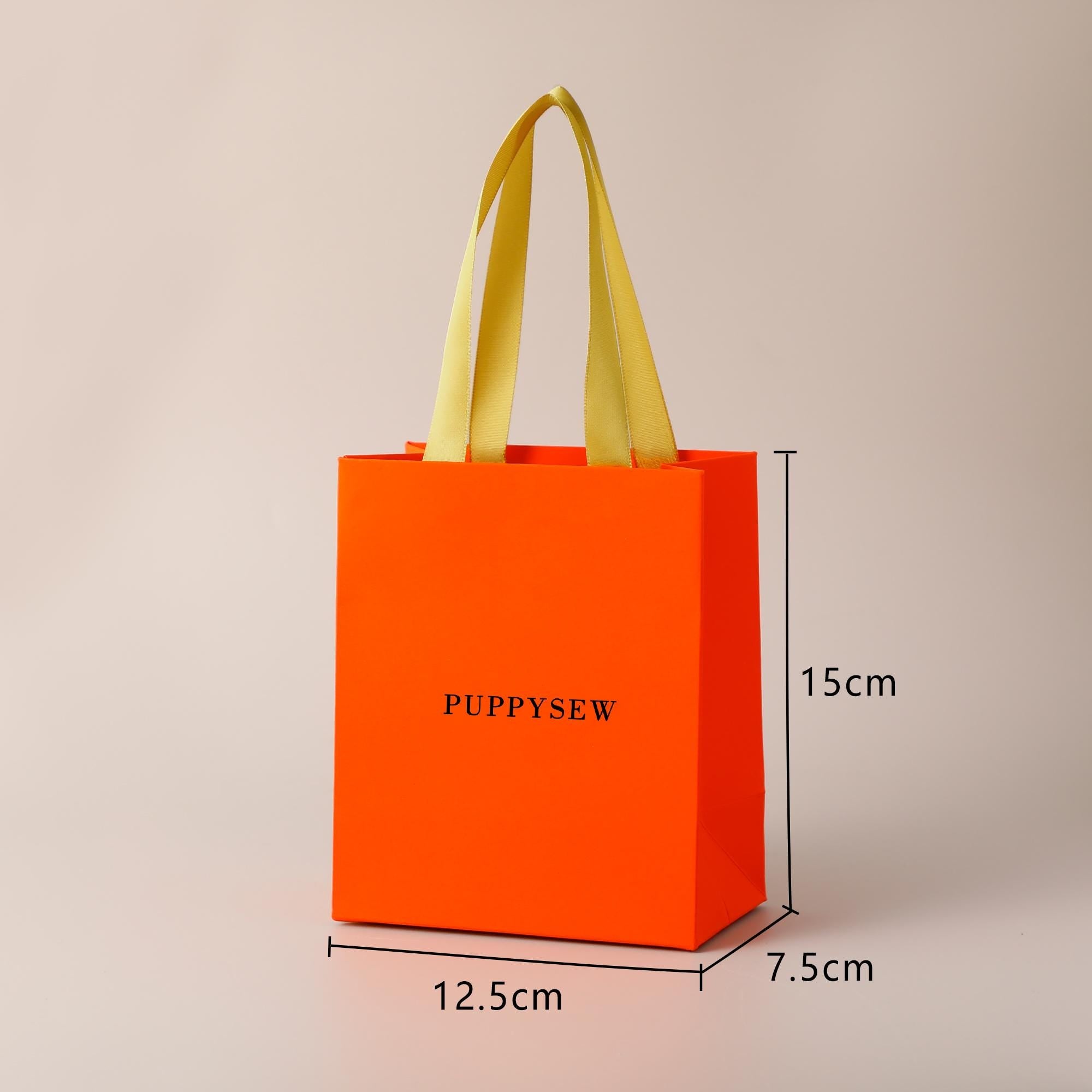 Orange Luxury Paper Gift Bags with Gold Handles | Wedding Favor, Small Business Packaging-zoom-9