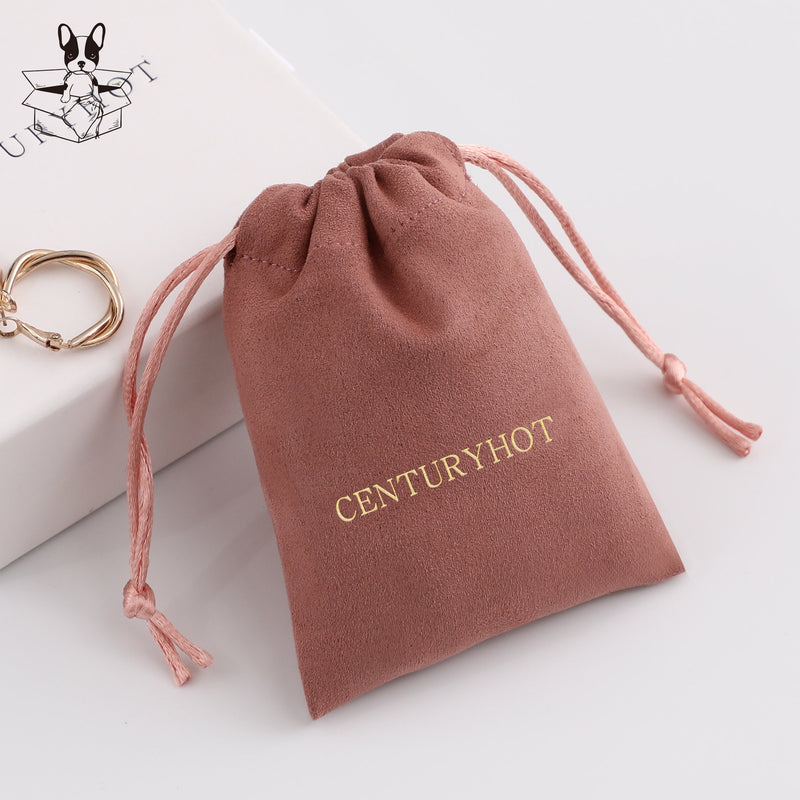 50 Personalized Logo Suede Drawstring Bags, Jewelry Pouch-zoom-