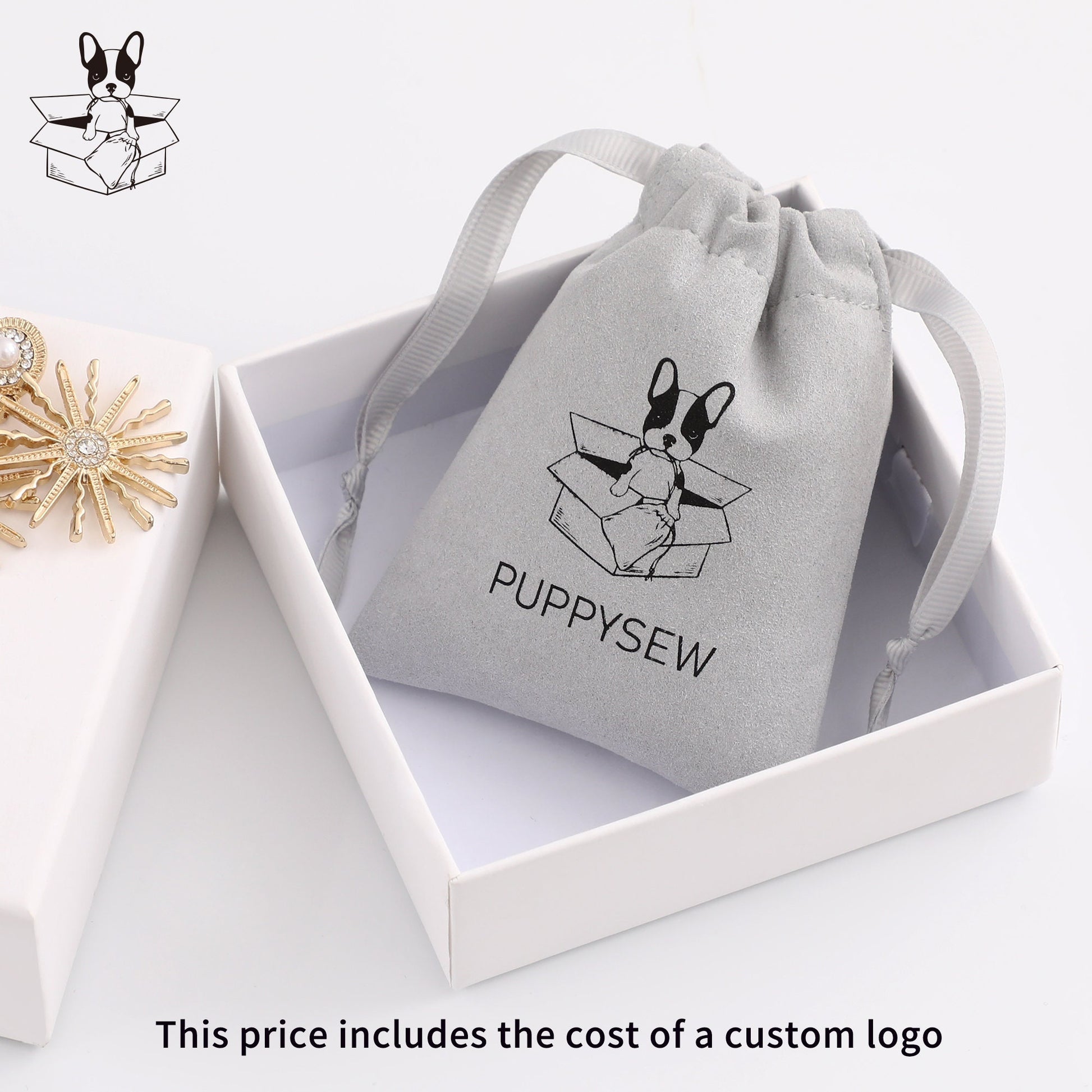 Custom Logo Microfiber Drawstring Bags, Personalized Jewelry Packaging-1