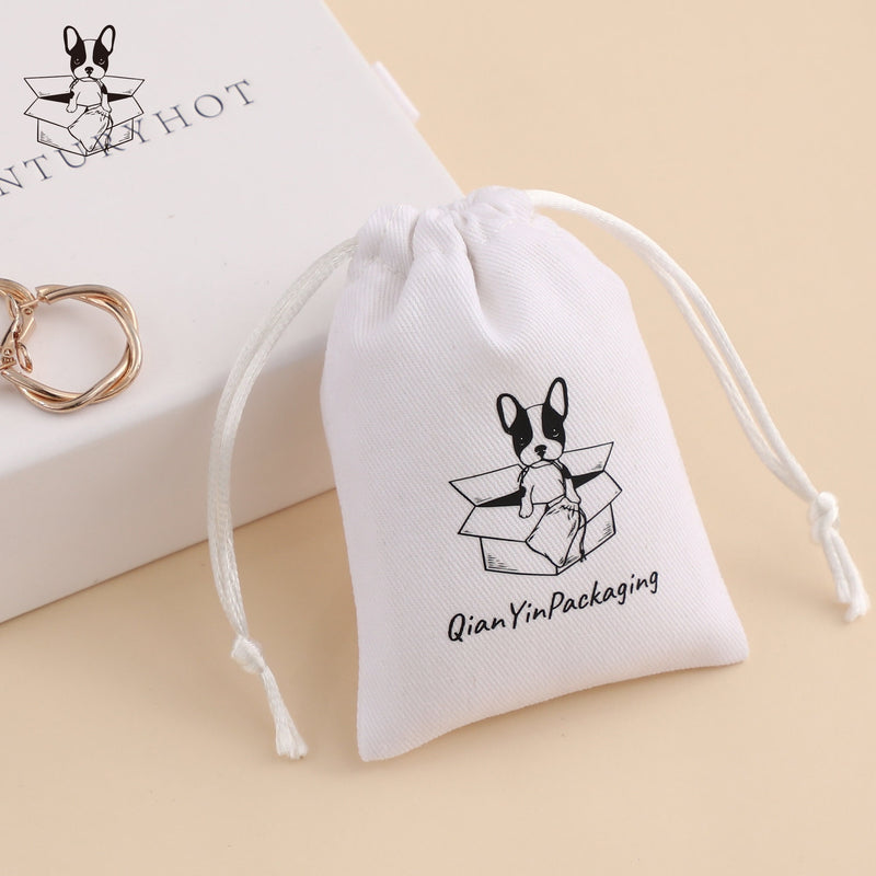 Custom Logo Cotton Drawstring Bag, Personalized Jewelry Packaging-zoom-