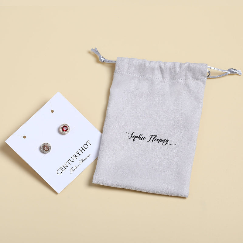 Personalized Gray Flannel Drawstring Bag, Custom Logo Jewelry Packaging-zoom-