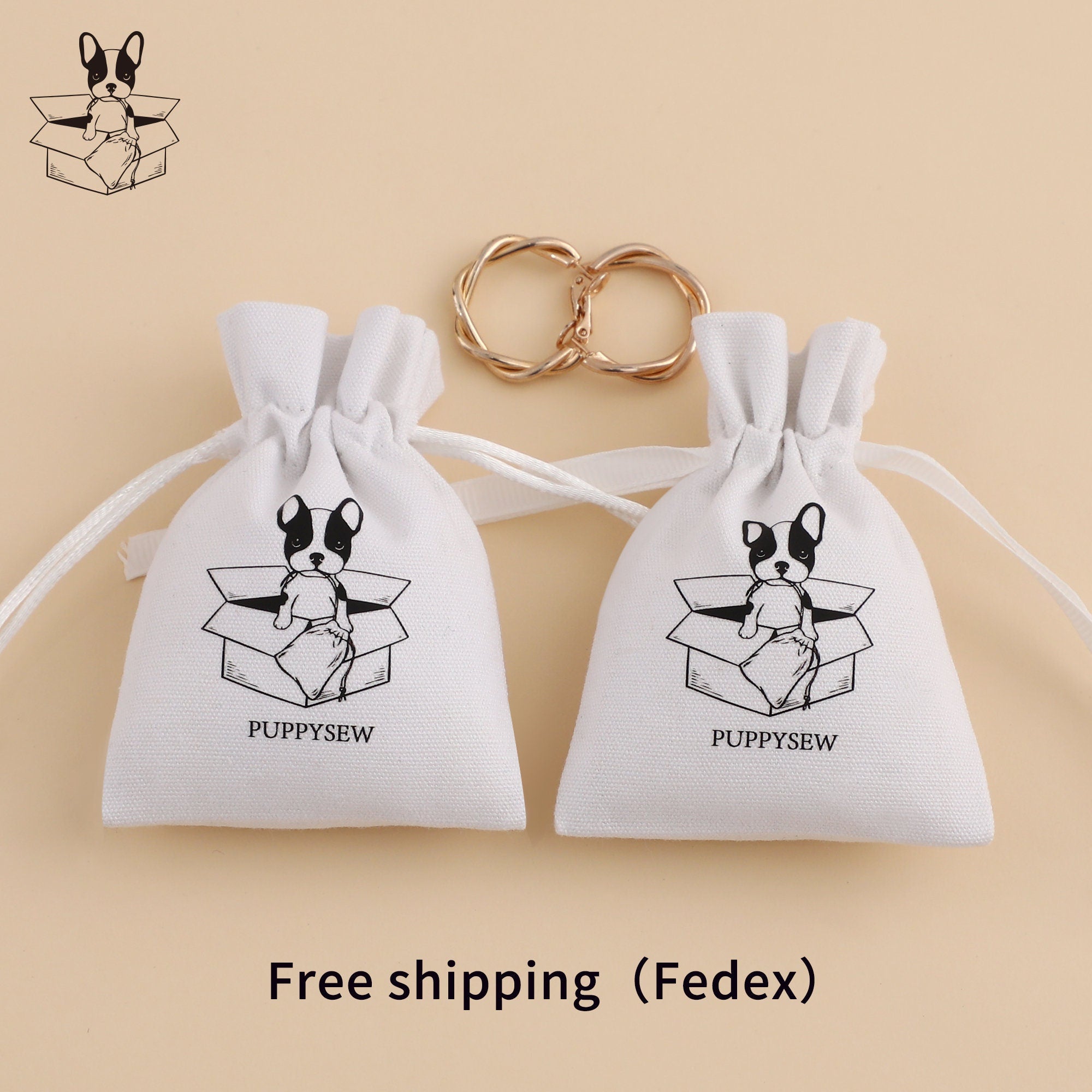 Custom Printed Canvas Drawstring Bag, Jewelry Packaging (50 pcs)-zoom-3