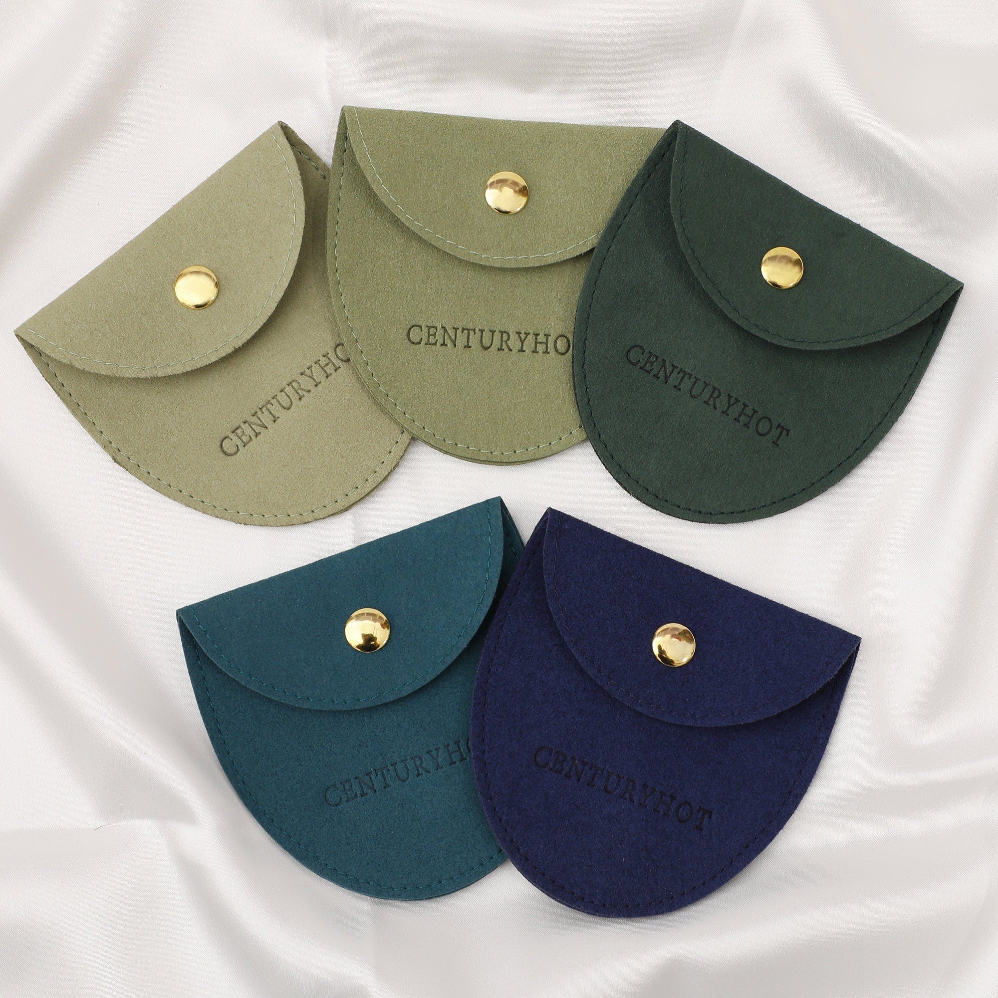 50 Personalized Microfiber Jewelry Bags, Custom Logo Packaging