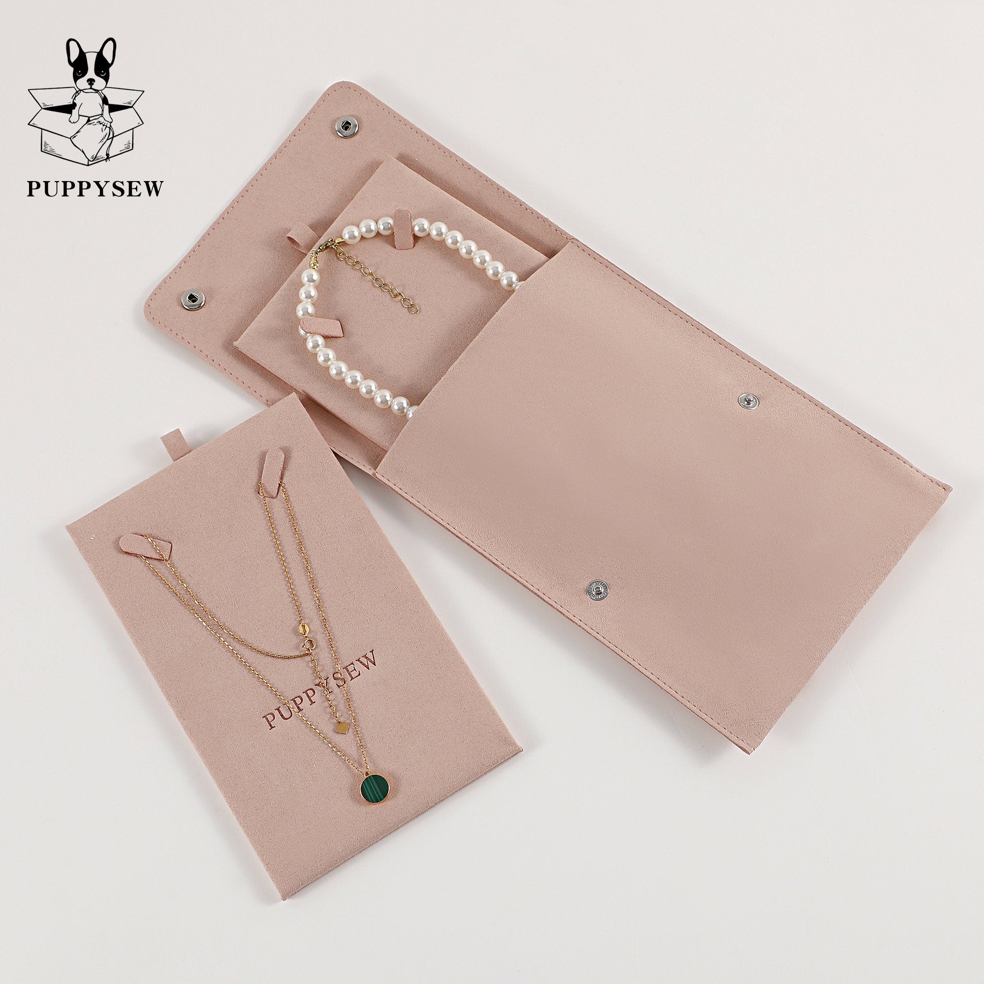 Microfiber Necklace Gift Bag with Snap & Clip, Personalized Jewelry Packaging-zoom-2
