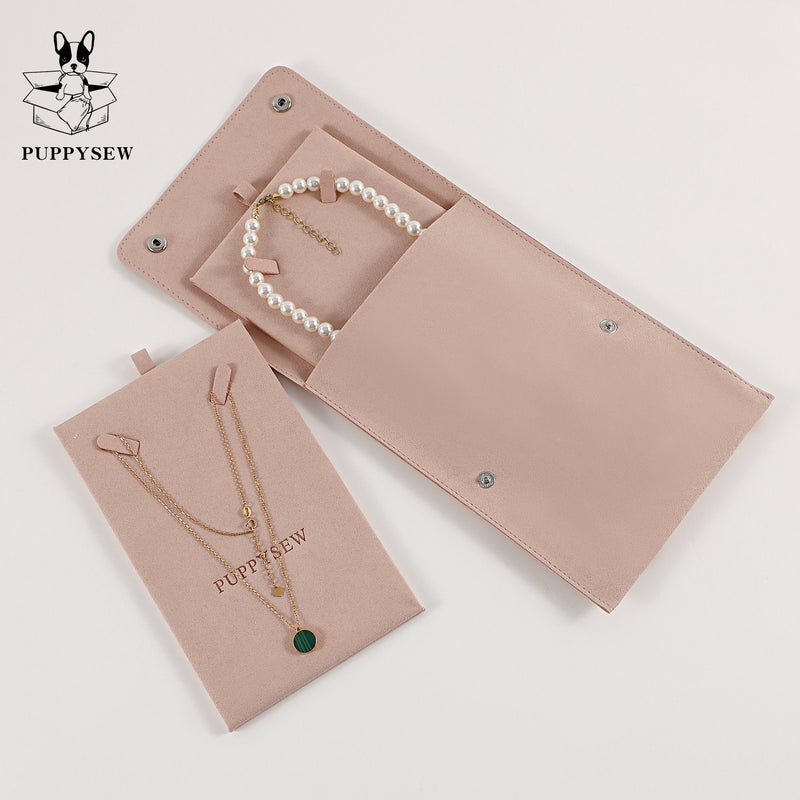 Microfiber Necklace Gift Bag with Snap & Clip, Personalized Jewelry Packaging-zoom-